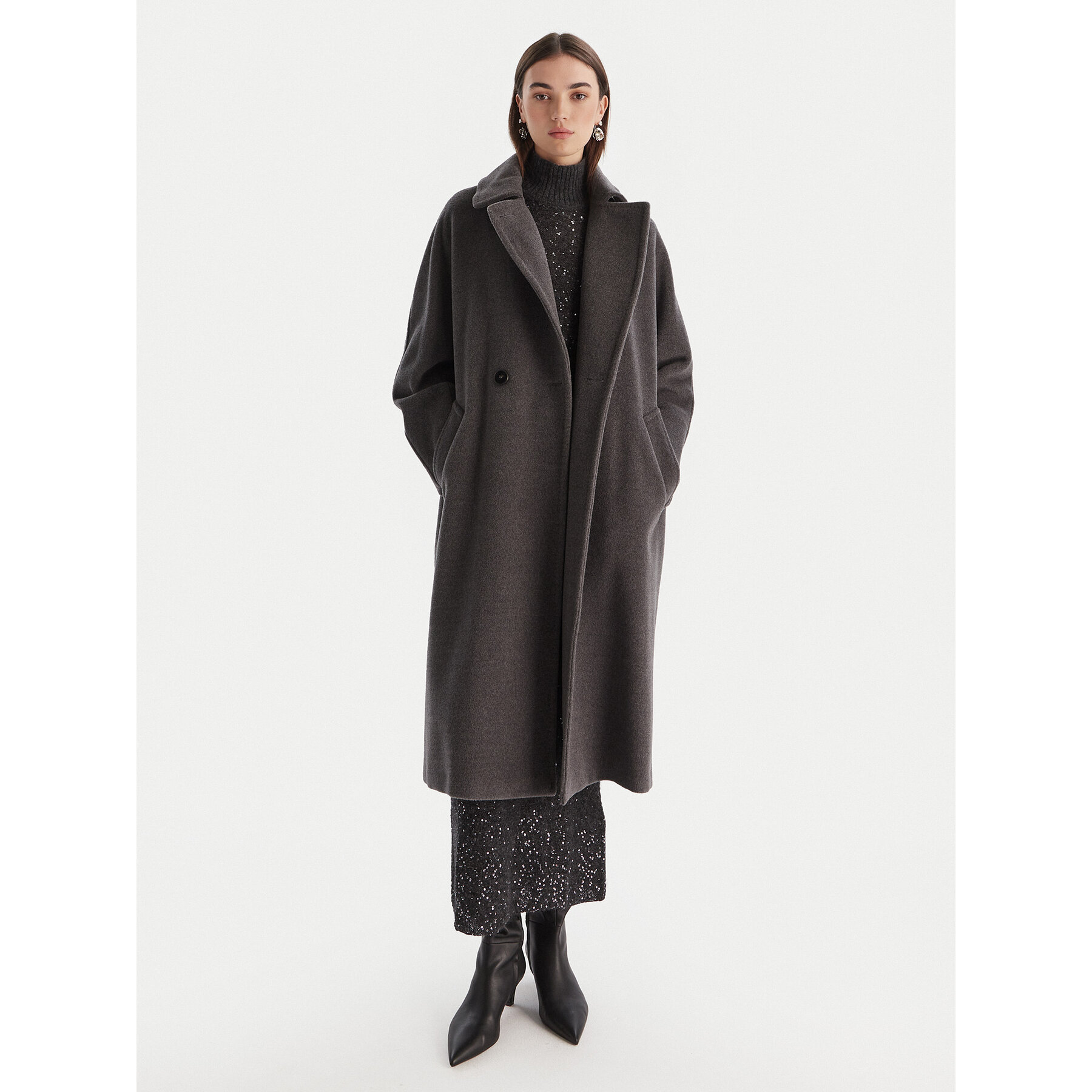 Marella Wollmantel English 2523016142 Grau Regular Fit