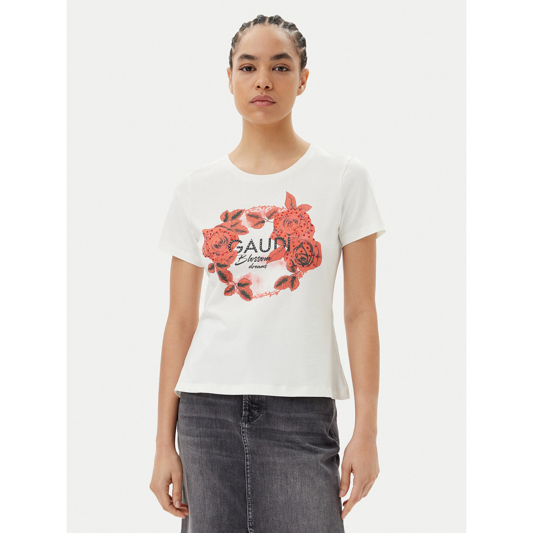 Gaudi Gaudi T-Shirt 511FD64014 Εκρού Regular Fit