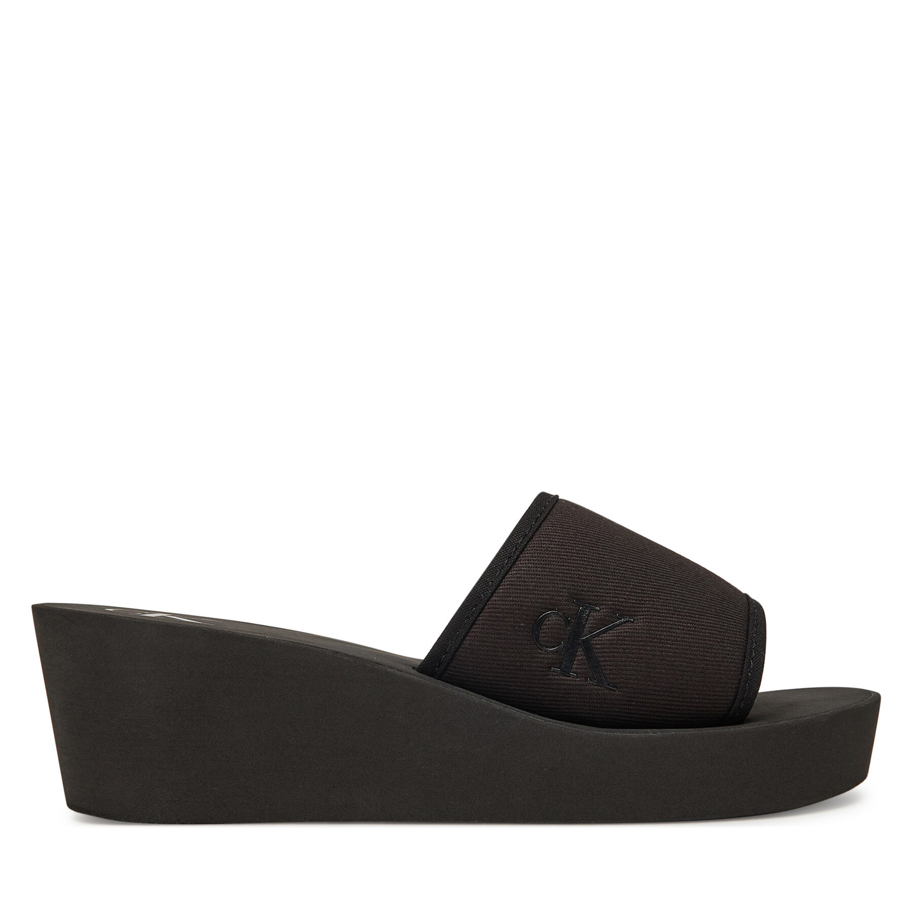 Šľapky Calvin Klein Jeans Beach Wedge Slide Canvas YW0YW01725 Čierna