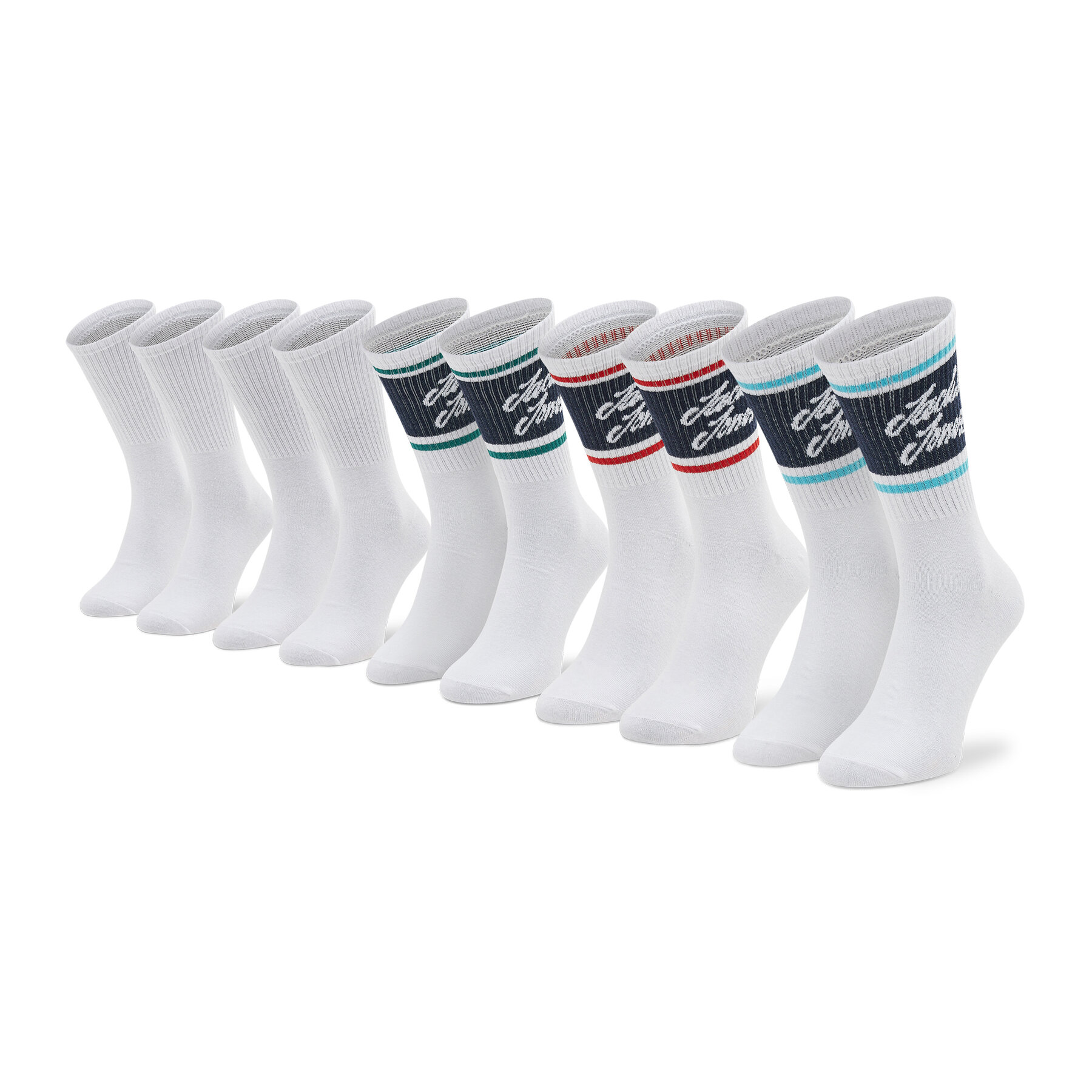 Set de 5 perechi de șosete lungi pentru bărbați Jack&Jones Roger 12205302 Fiery Red/Scuba Blue 12205302 imagine noua