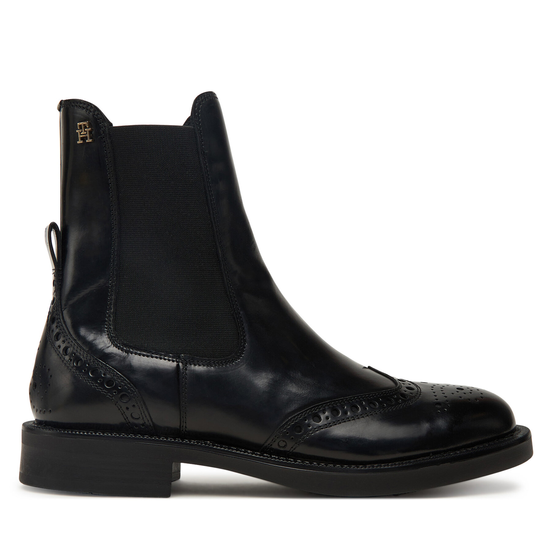 Členková obuv s elastickým prvkom Tommy Hilfiger Brogue Boot FW0FW09151 Čierna