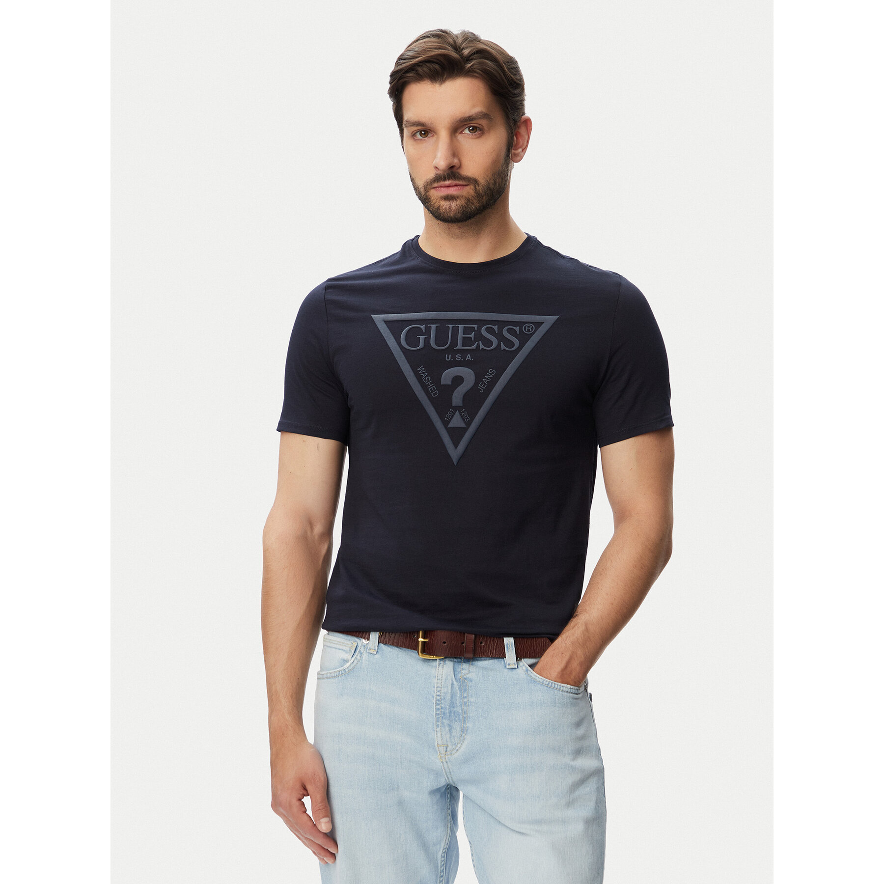 Guess T-shirt M6YI71 K3745 Tamnoplava Slim Fit