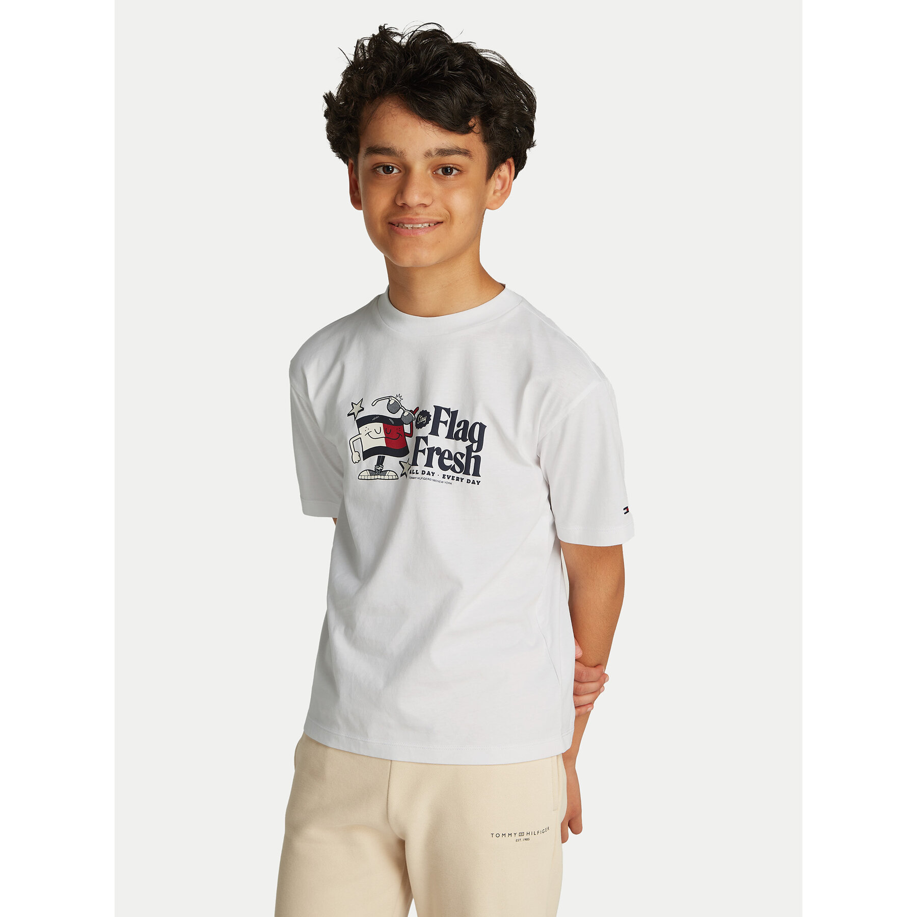 Tommy Hilfiger T-Shirt Flag Fun KB0KB09354 M Λευκό Regular Fit