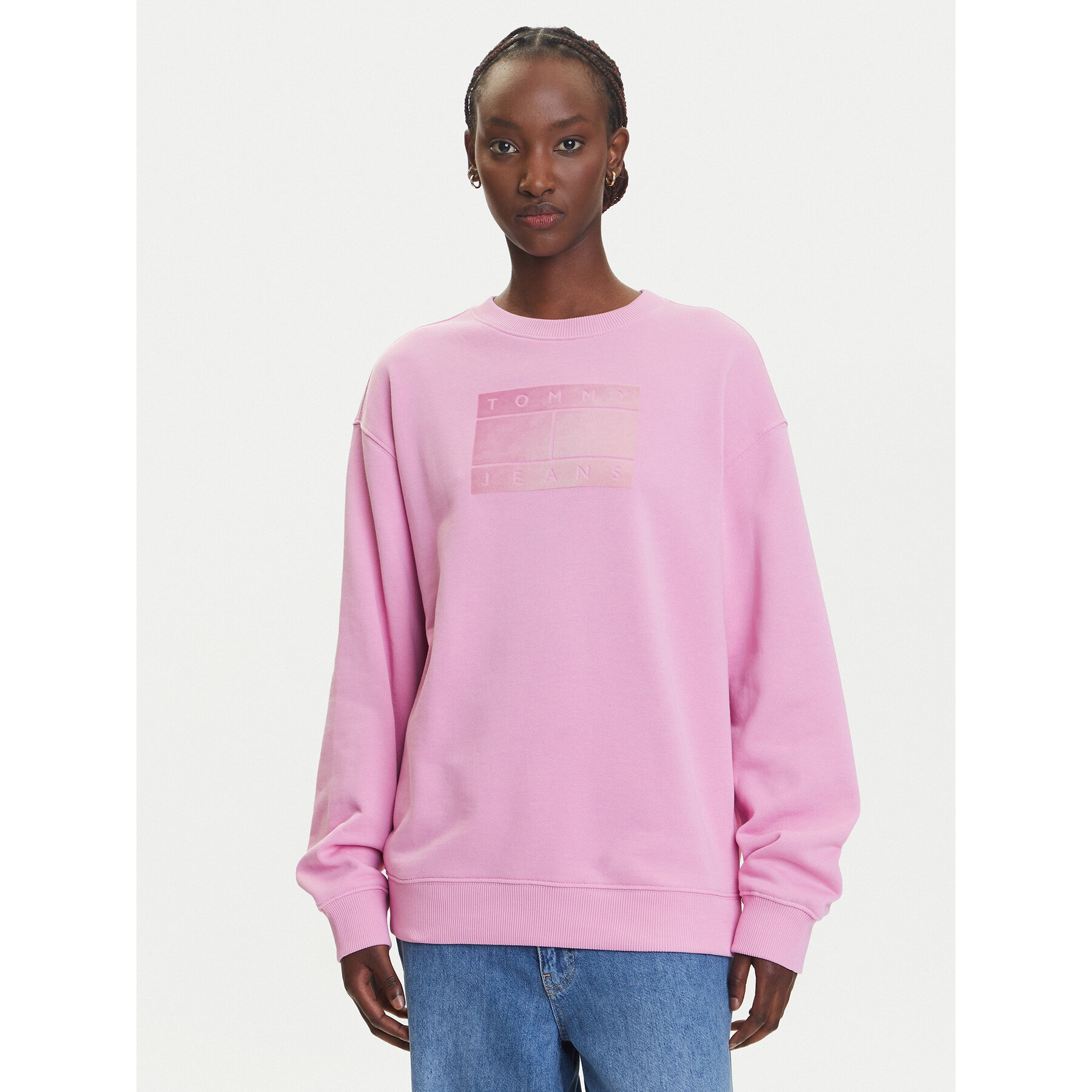 Tommy Jeans Sweatshirt Gradient Flag DW0DW21396 Rosa Relaxed Fit