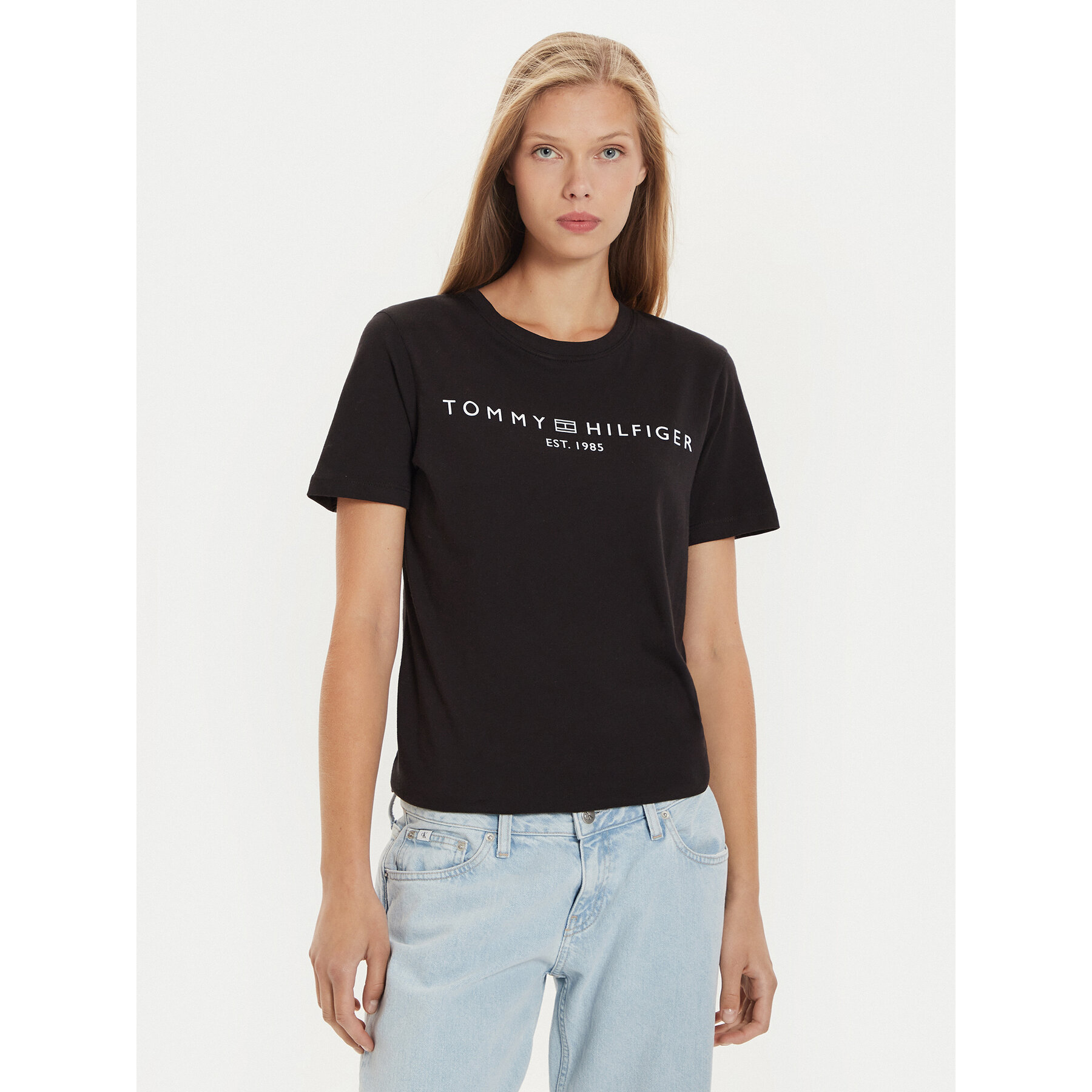 Tommy Hilfiger Póló Logo WW0WW40276 Fekete Regular Fit