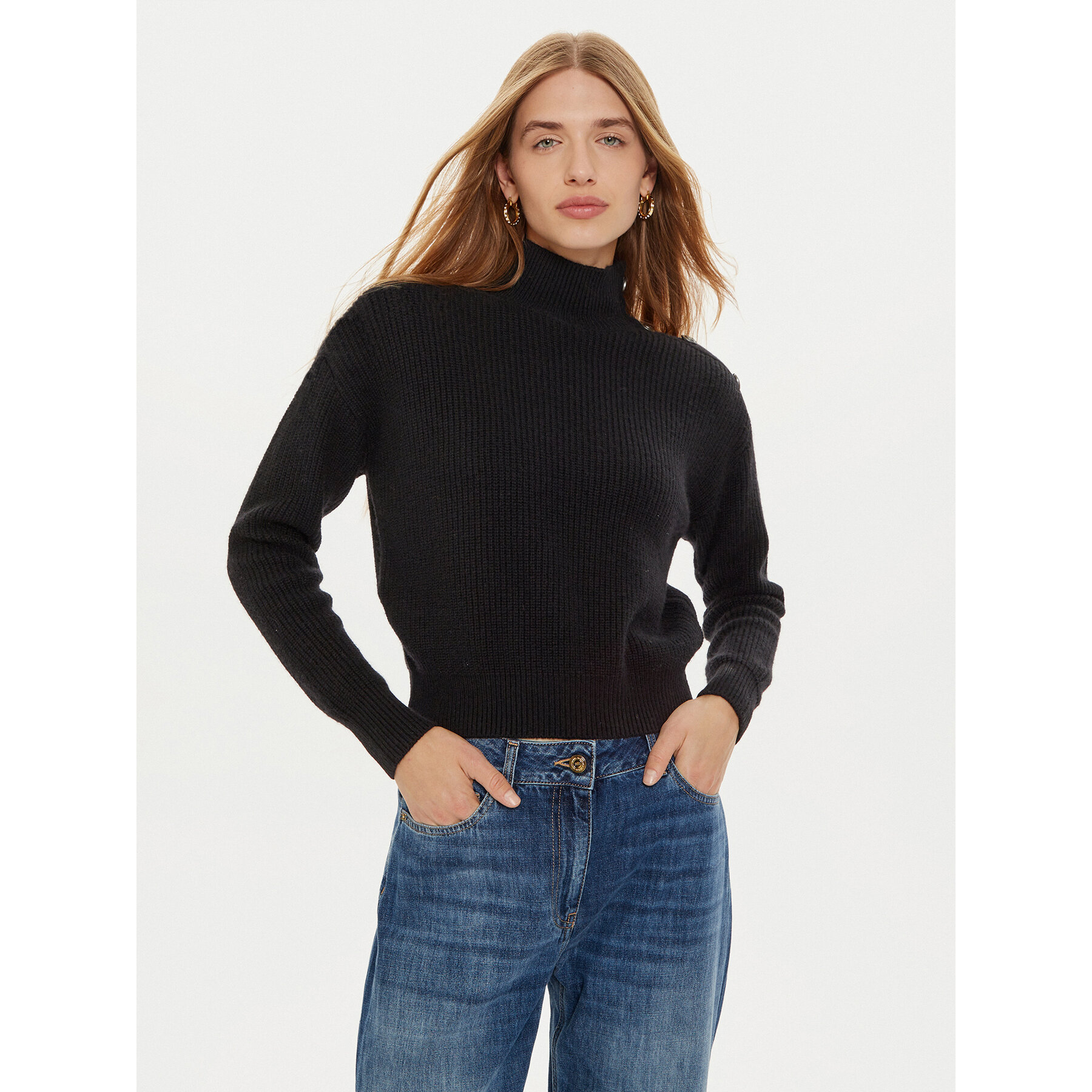 Guess Rollkragenpullover Zylee W4BR39 Z2WX0 Schwarz Regular Fit