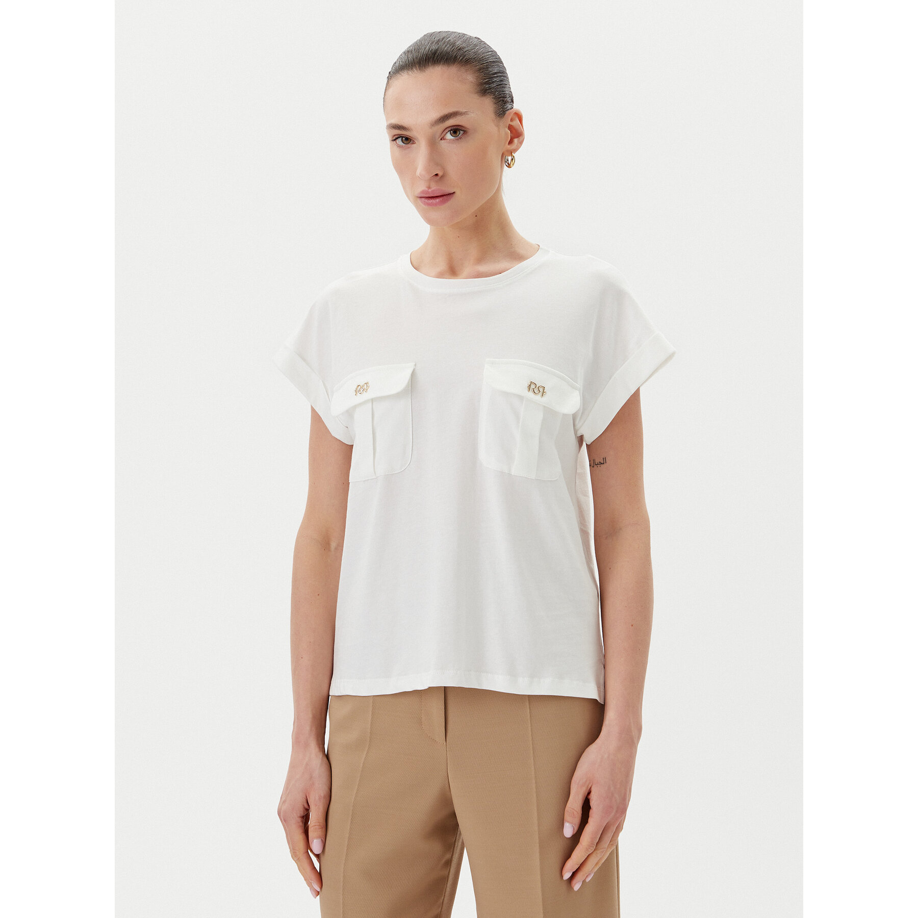 Rinascimento Bluse CFC0122690003 Écru Regular Fit