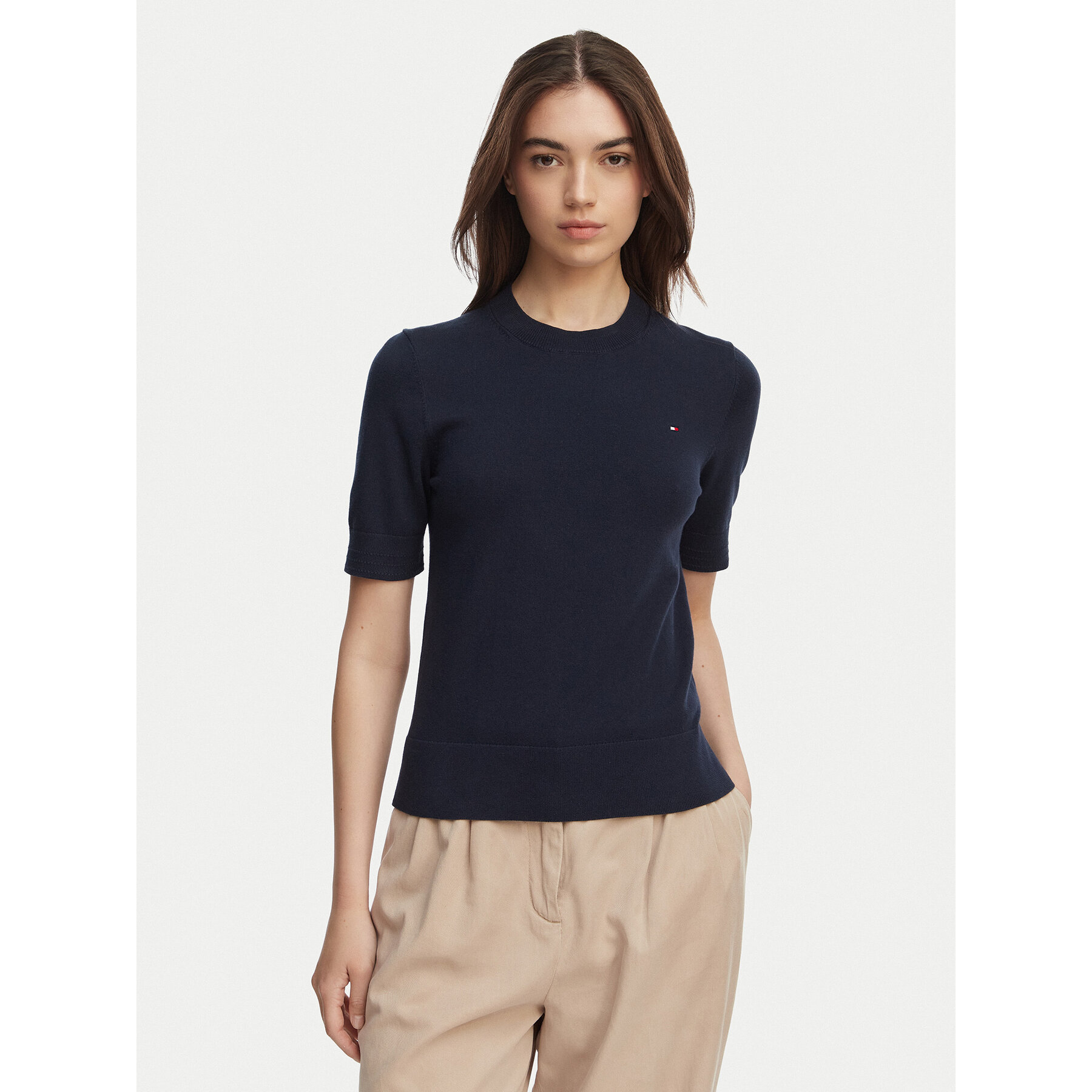 Tommy Hilfiger T-shirt WW0WW49705 Tamnoplava Slim Fit