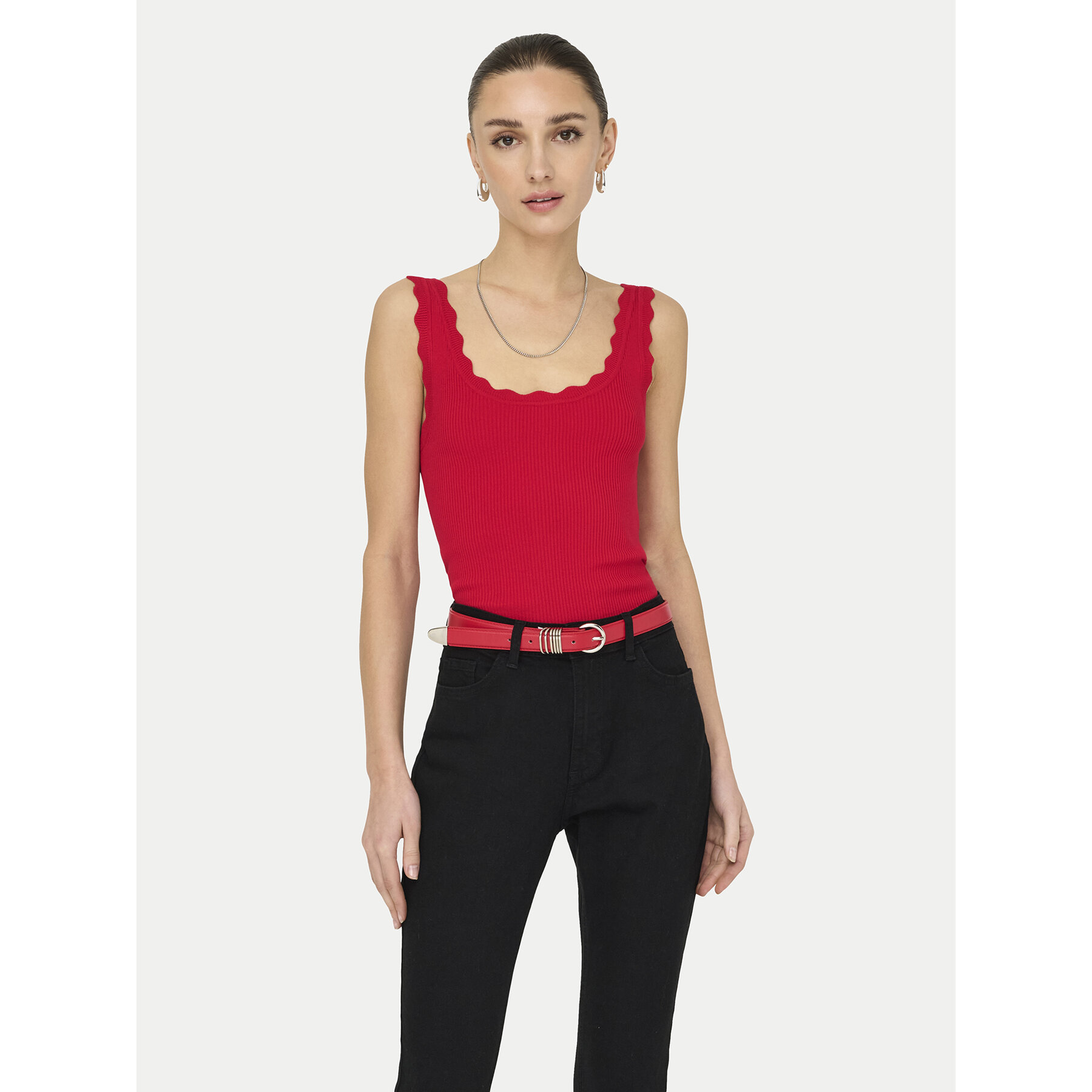 JDY Τοπ Nanna 15290585 Κόκκινο Slim Fit