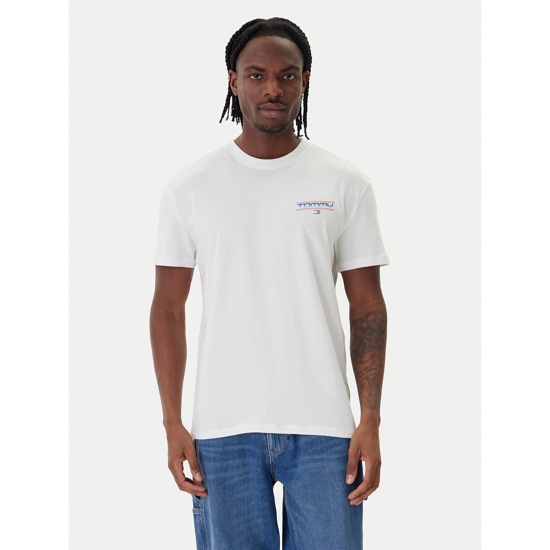 Tommy Jeans T-Shirt Poster DM0DM22541 Weiß Regular Fit