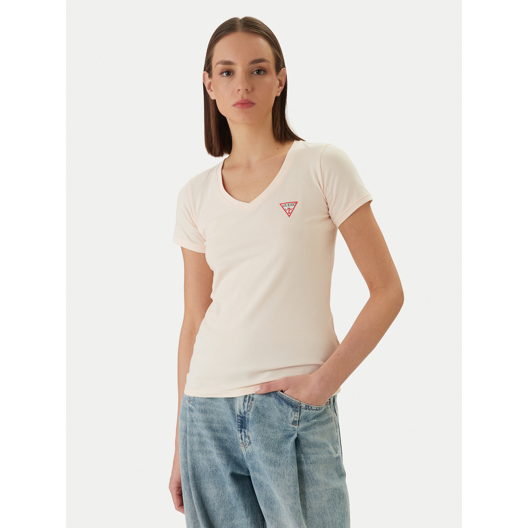 Guess Majica W2YI45 J1314 Oranžna Slim Fit