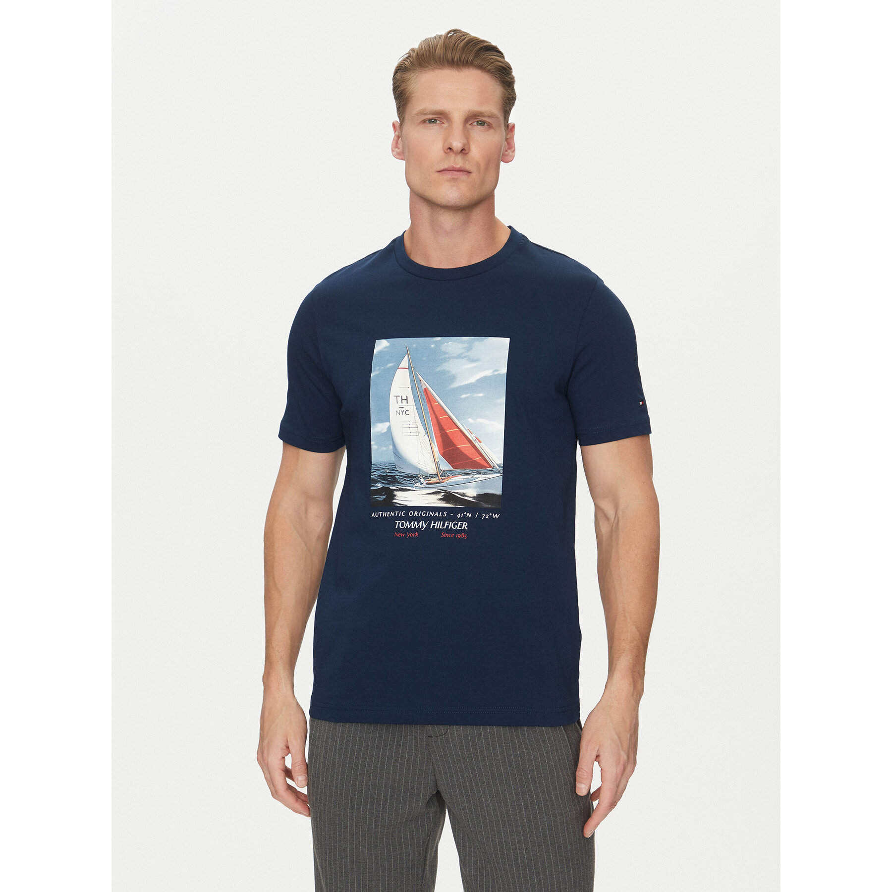 Tommy Hilfiger T-Shirt Color Photo Print MW0MW38615 Blu Scuro Regular Fit