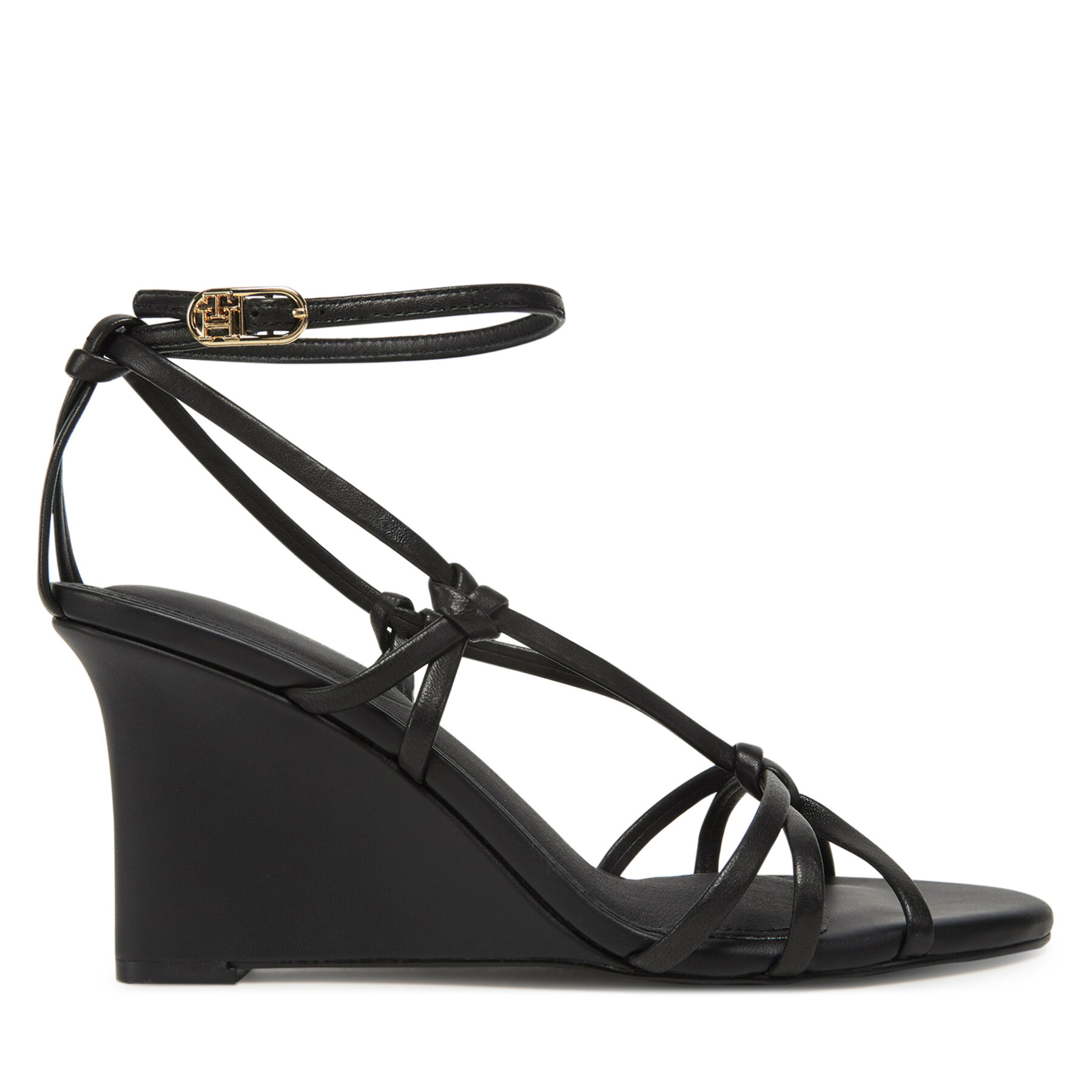 Sandale Tommy Hilfiger Leather Knots Wedge Sandal FW0FW08417 Negru