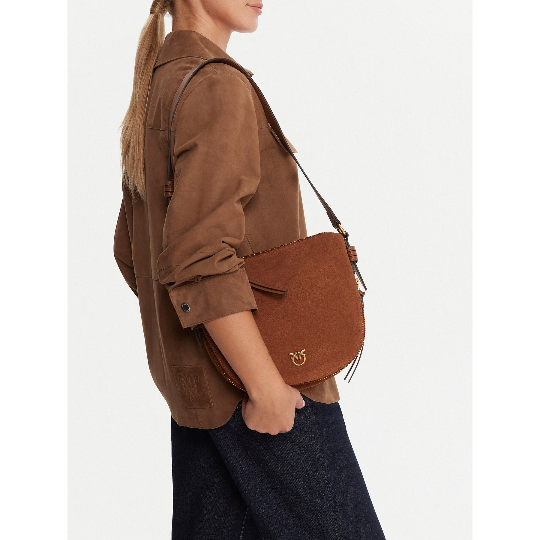 Geantă PINKO Hobo Zip Around Mini Al 25-26 PLTT 105332 A2JH Maro