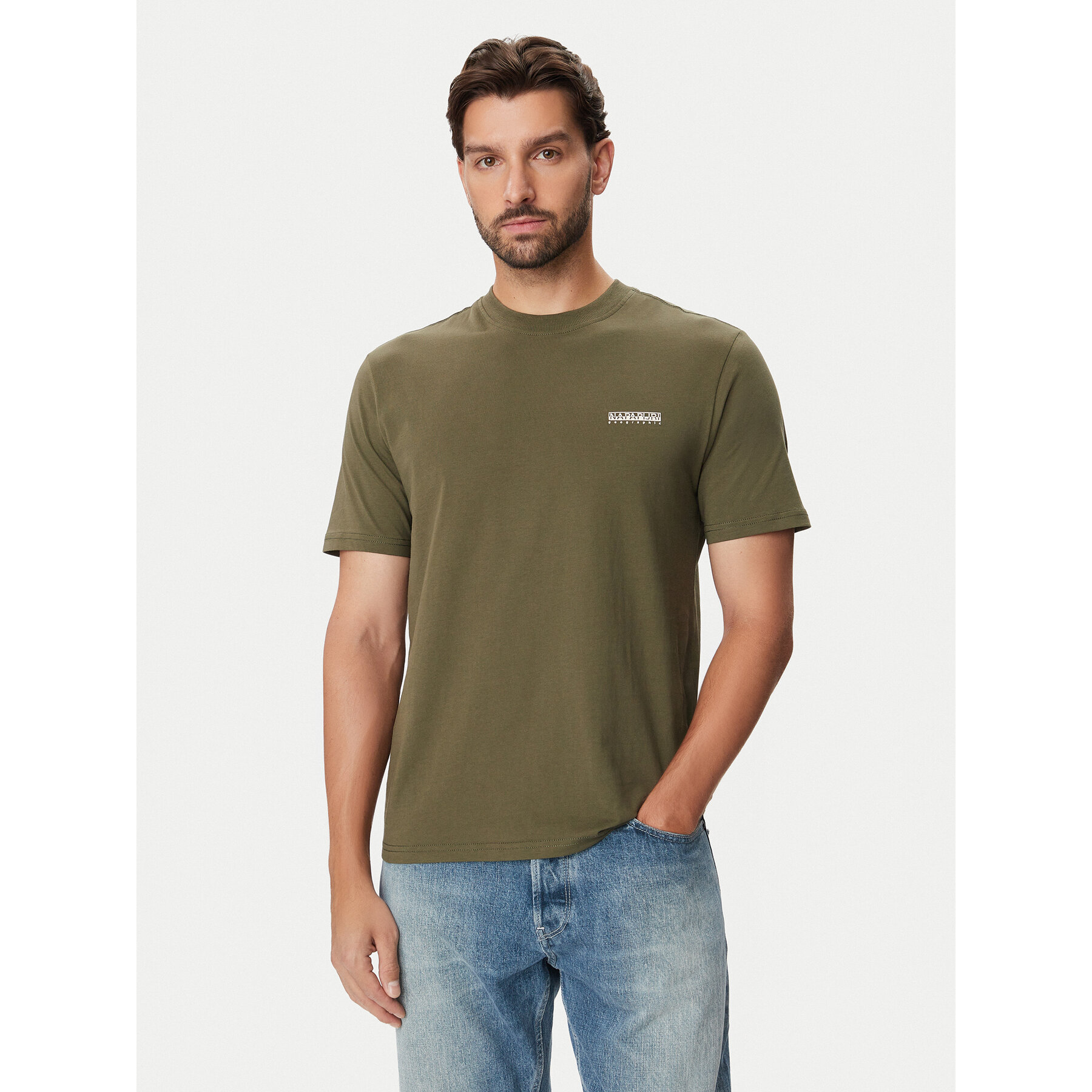 Napapijri T-Shirt NP0A88TR Khakifarben Regular Fit