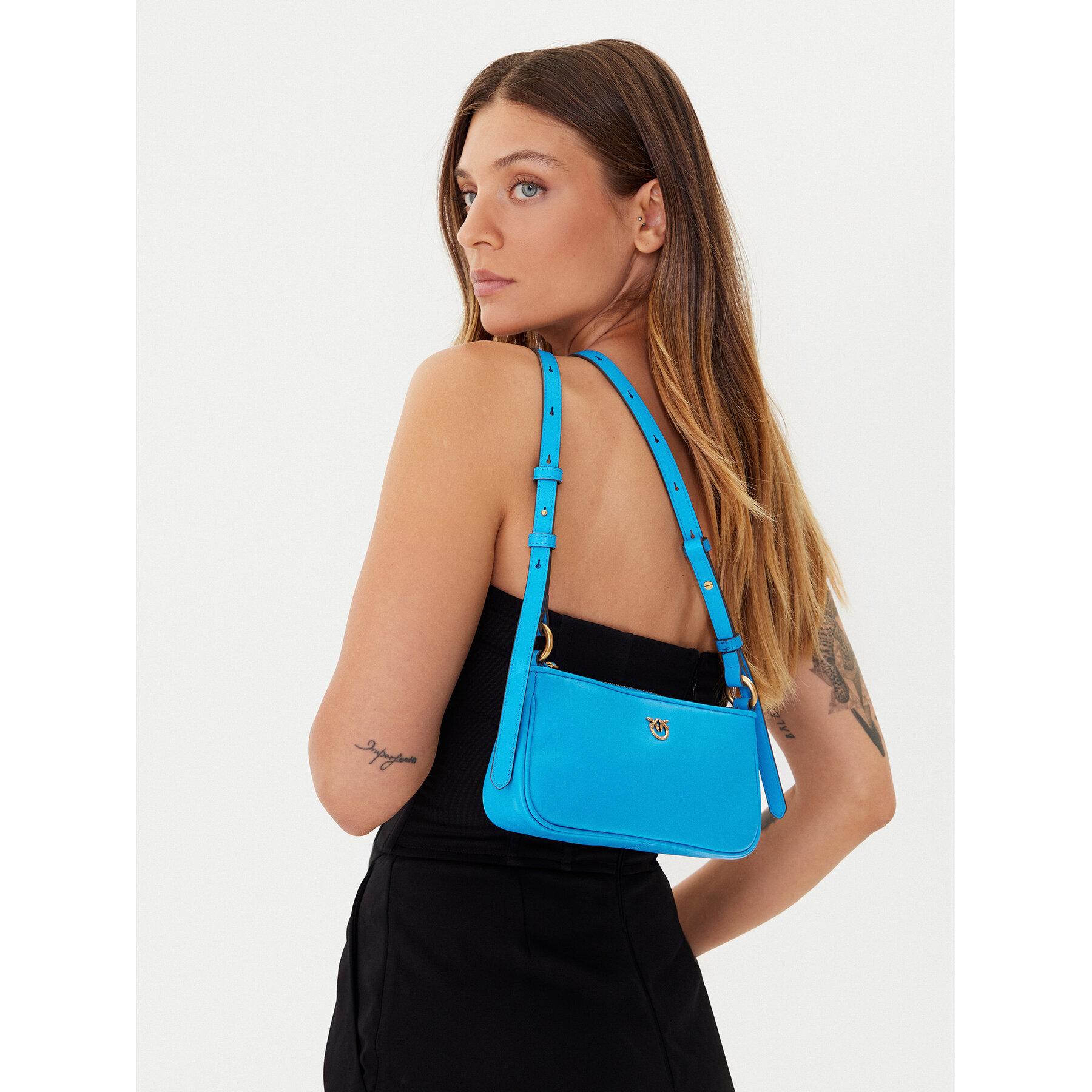 Τσάντα PINKO Half Moon Baguette Mini AI 25-26 PLTT 105069 A0QO Μπλε