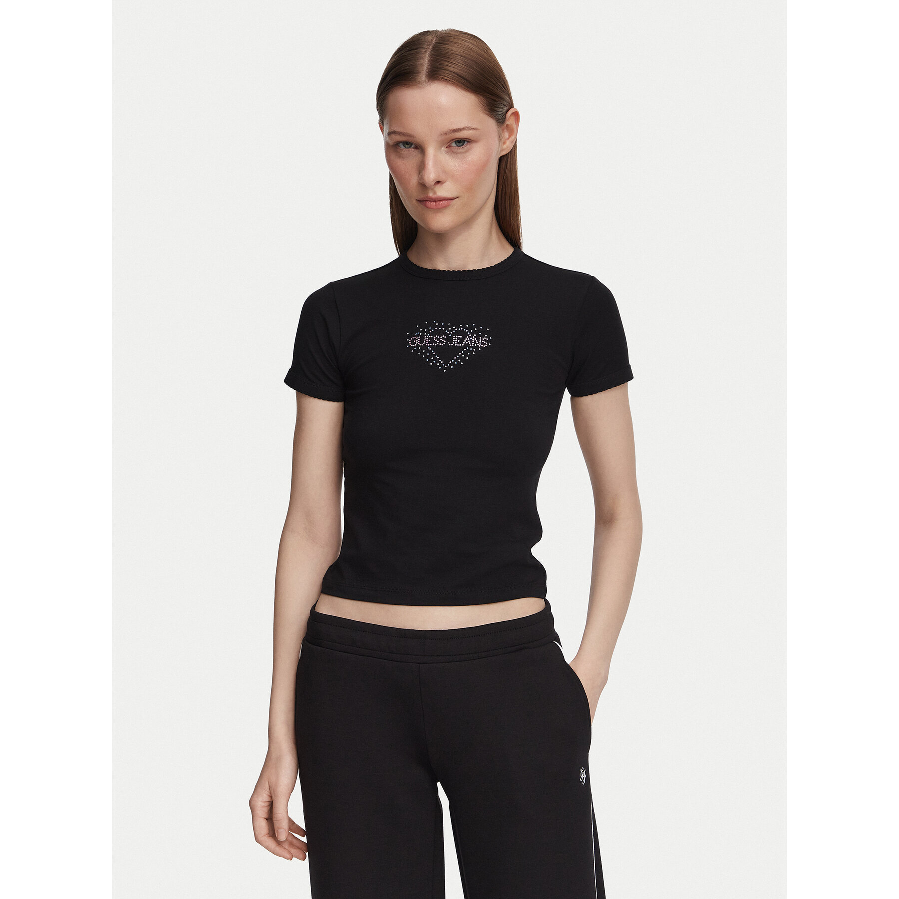 Guess Jeans T-shirt W6YI05 K3640 Crna Slim Fit