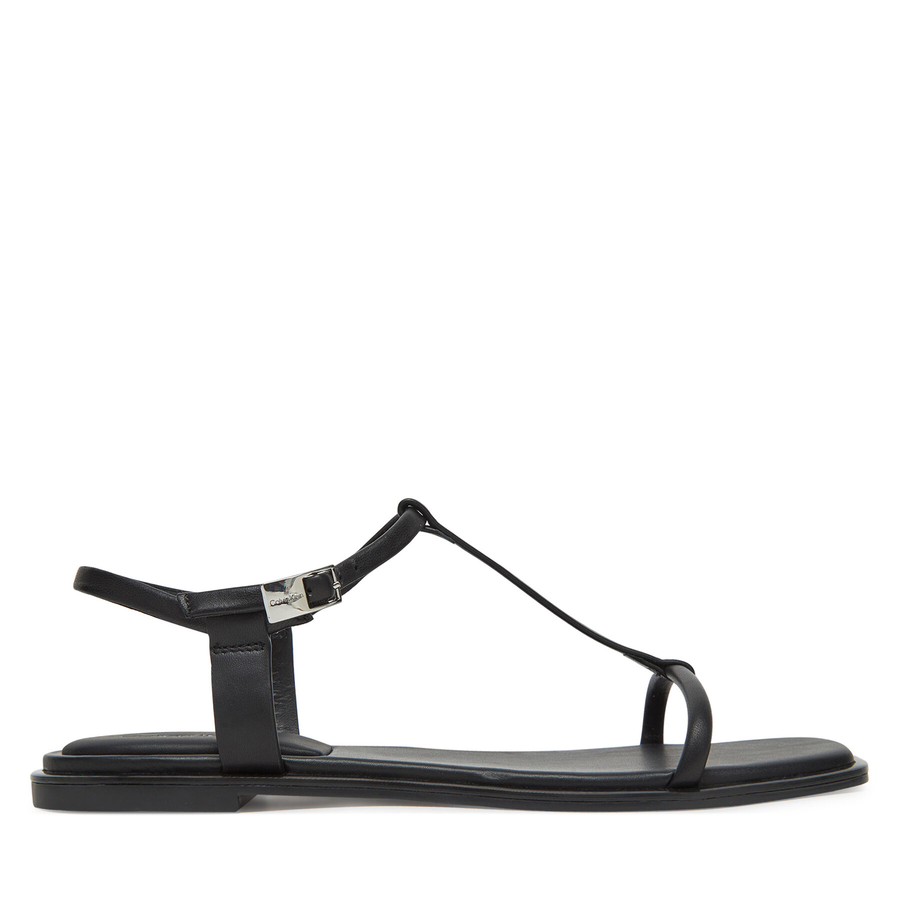 Női Szandál Calvin Klein, Méret: 37, Fekete, Flat Sandal Squared Buckle Lth HW0HW02556