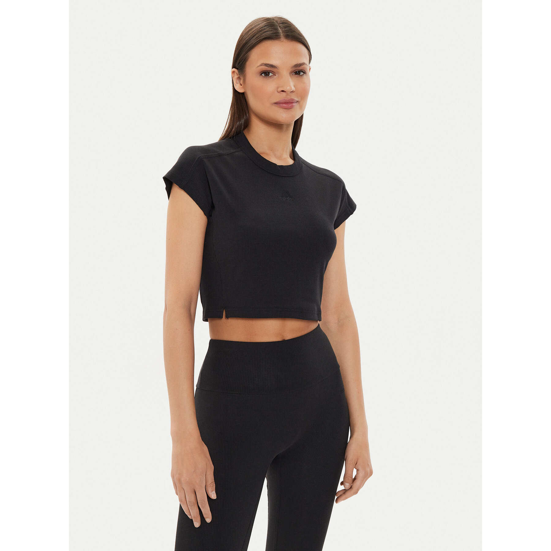 adidas Póló Lounge Ribbed IT2547 Fekete Slim Fit