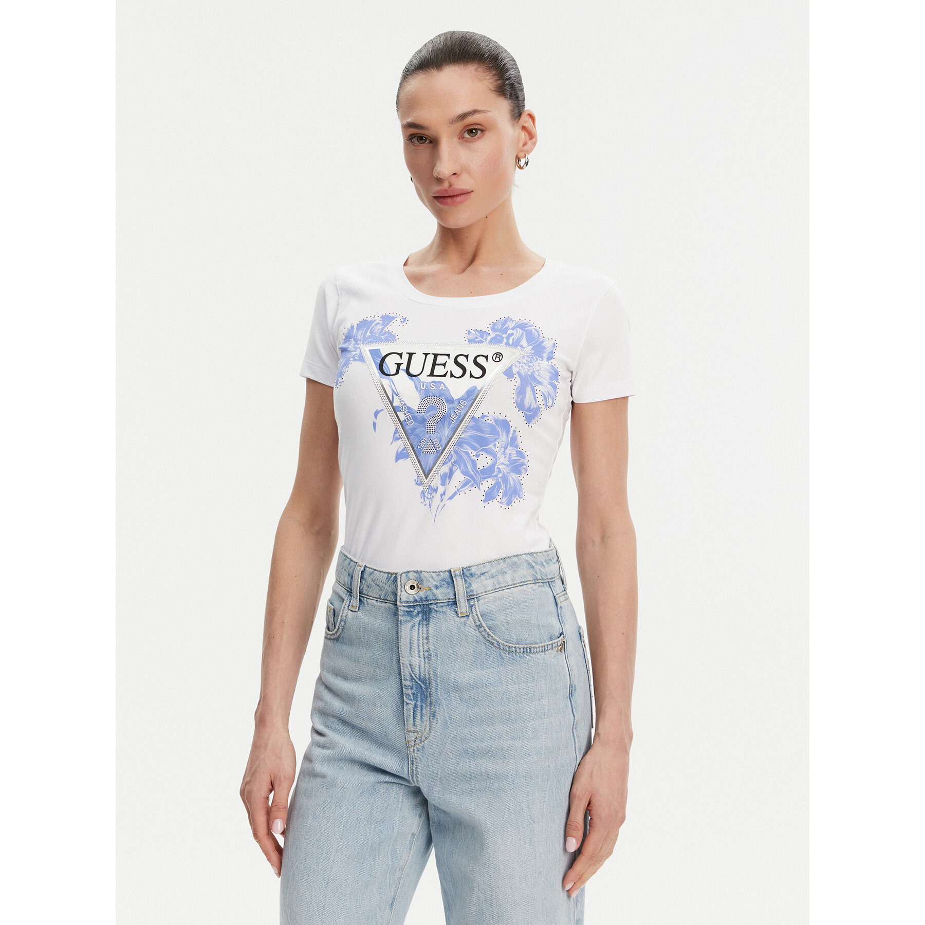 Guess T-Shirt W5GI08 J1314 Λευκό Slim Fit