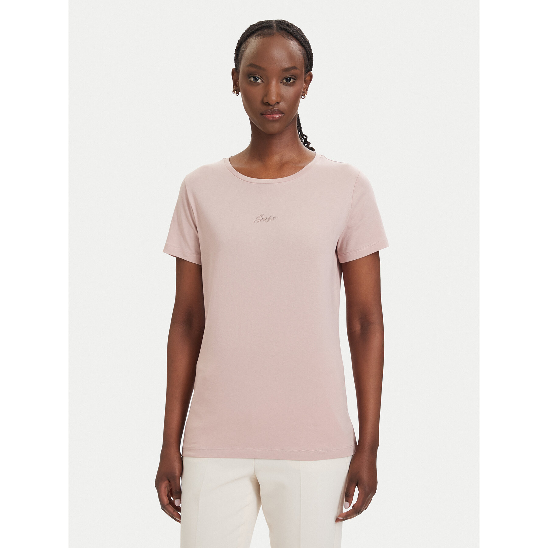 BOSS Majica C_Elove 50554696 Svetlo rožnata Slim Fit