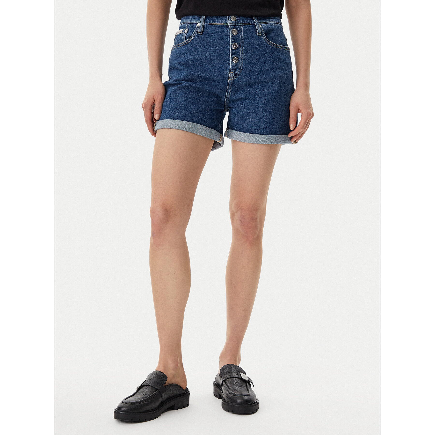 Calvin Klein Jeans Jeansshorts J20J225512 Dunkelblau Mom Fit