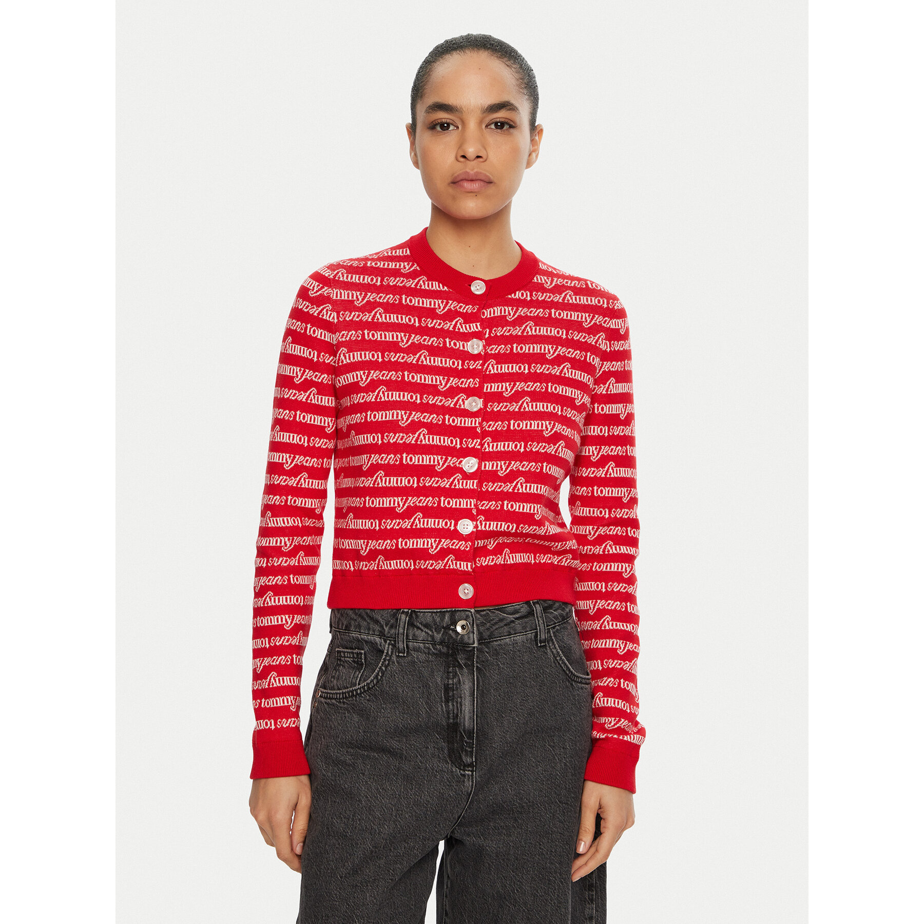 Tommy Jeans Strickjacke DW0DW19340 Rot Slim Fit