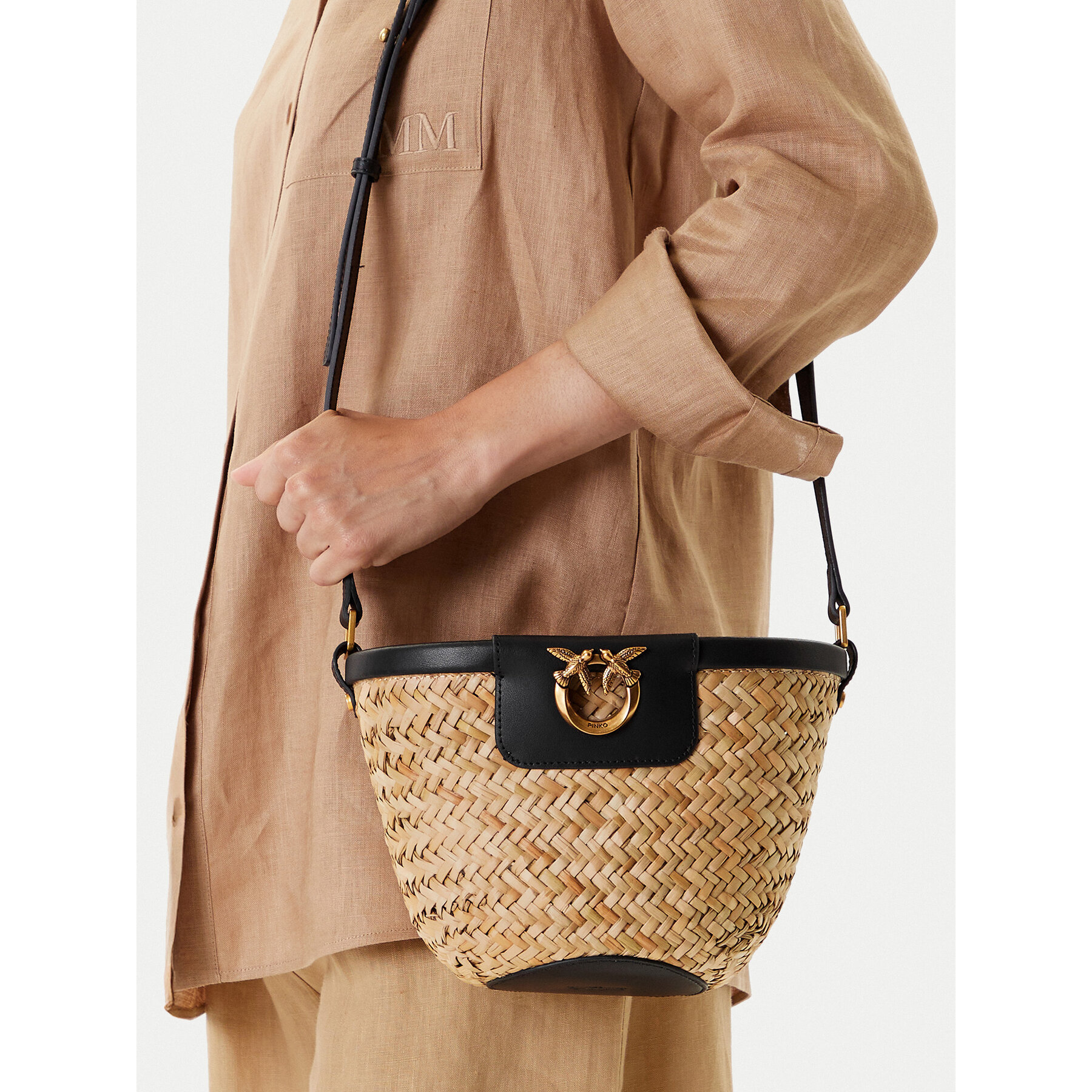 Kabelka PINKO Love Summer Bucket PE 25 PLTT 103325 A1RL Béžová