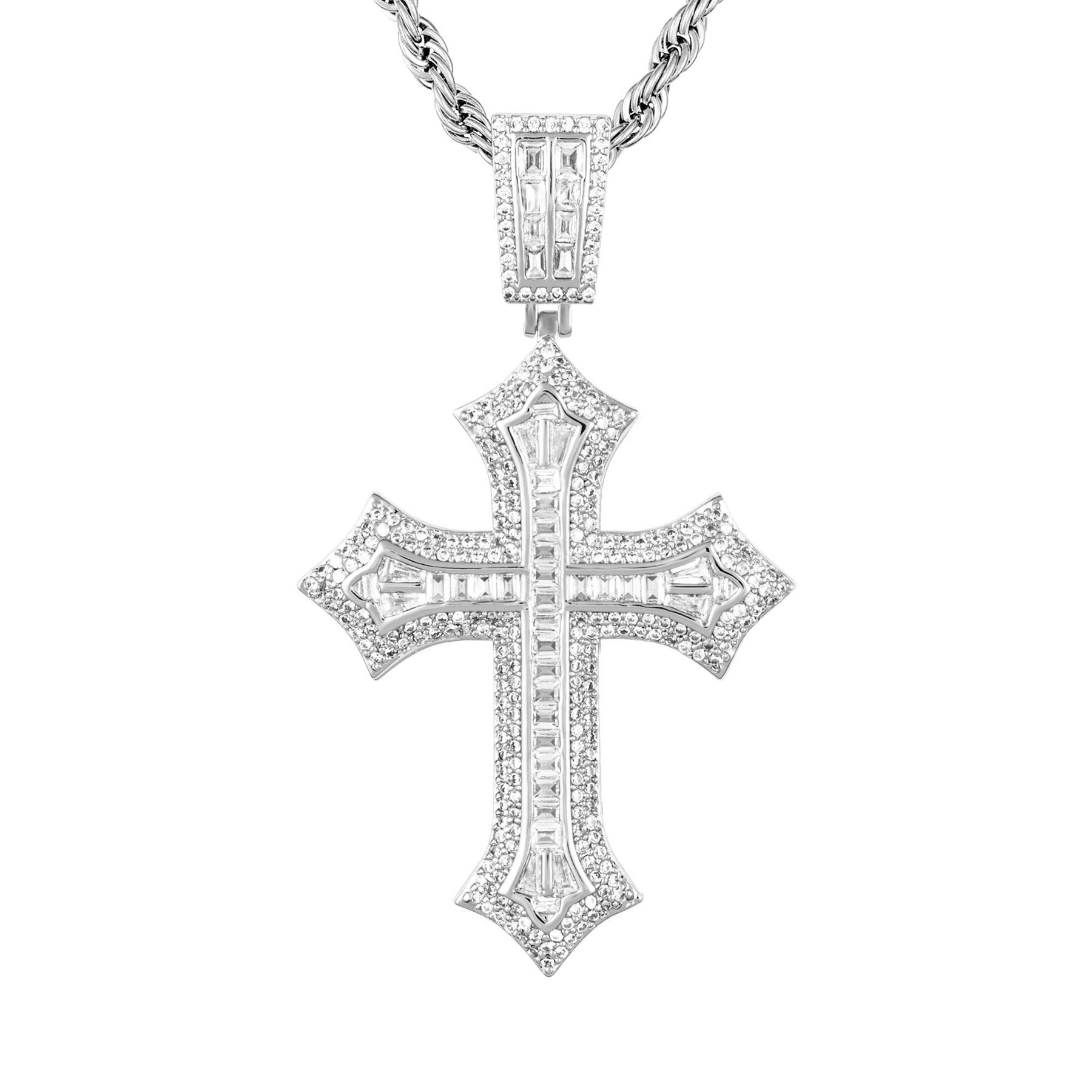 ICED STUFF Μενταγιόν ICED STUFF 2pac Cross Λευκόχρυσο
