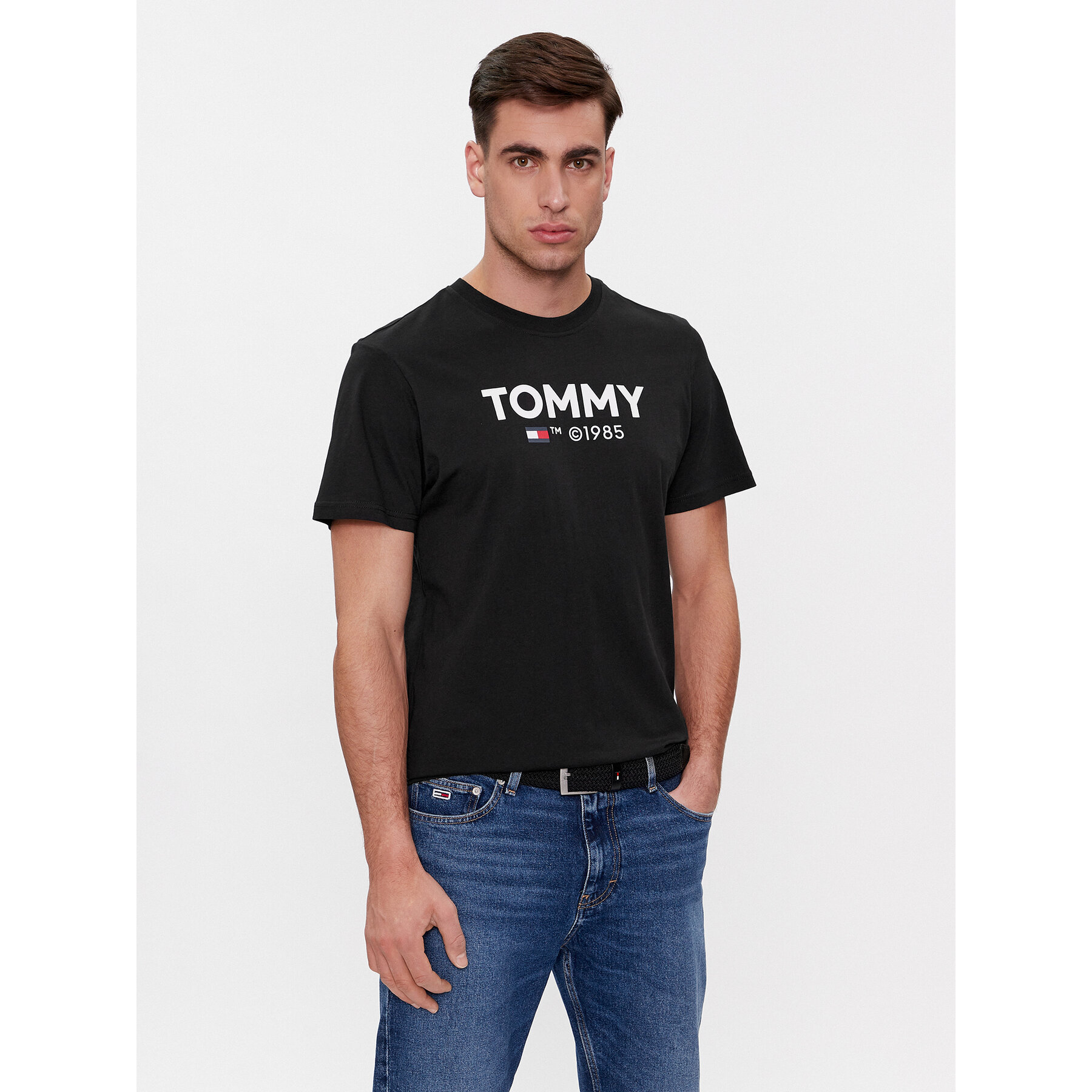 Tommy Jeans T-Shirt Essential DM0DM18264 Μαύρο Slim Fit