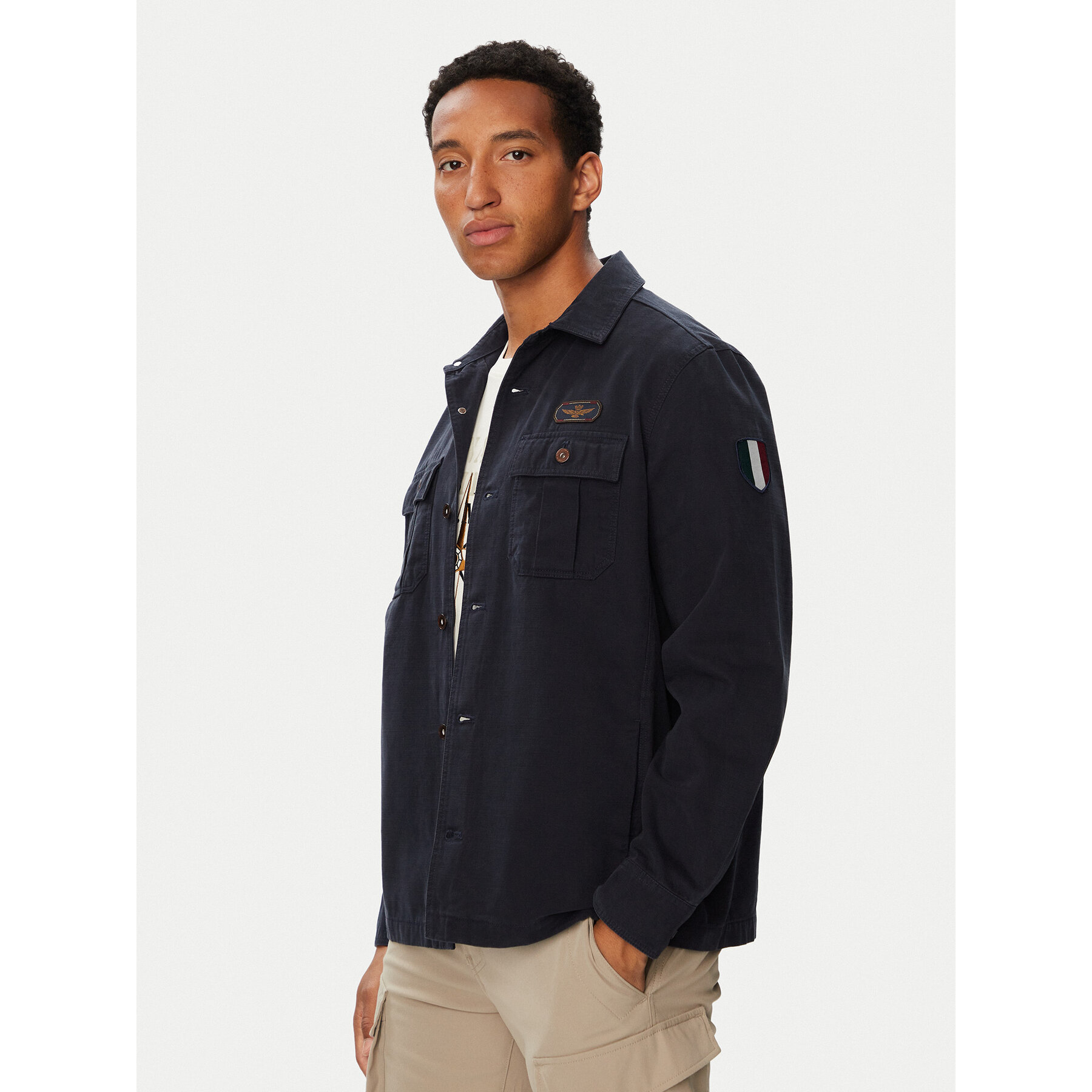 Aeronautica Militare Hemdjacke 262AC0045UCT04233 Dunkelblau Regular Fit