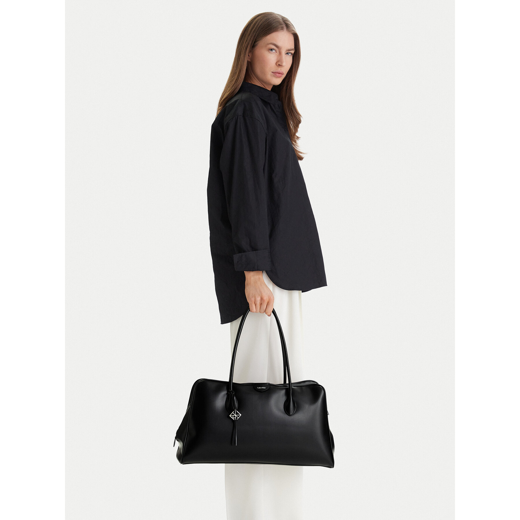 Geantă Calvin Klein Emblem Trio Large Work Bag LV04F3368G Negru