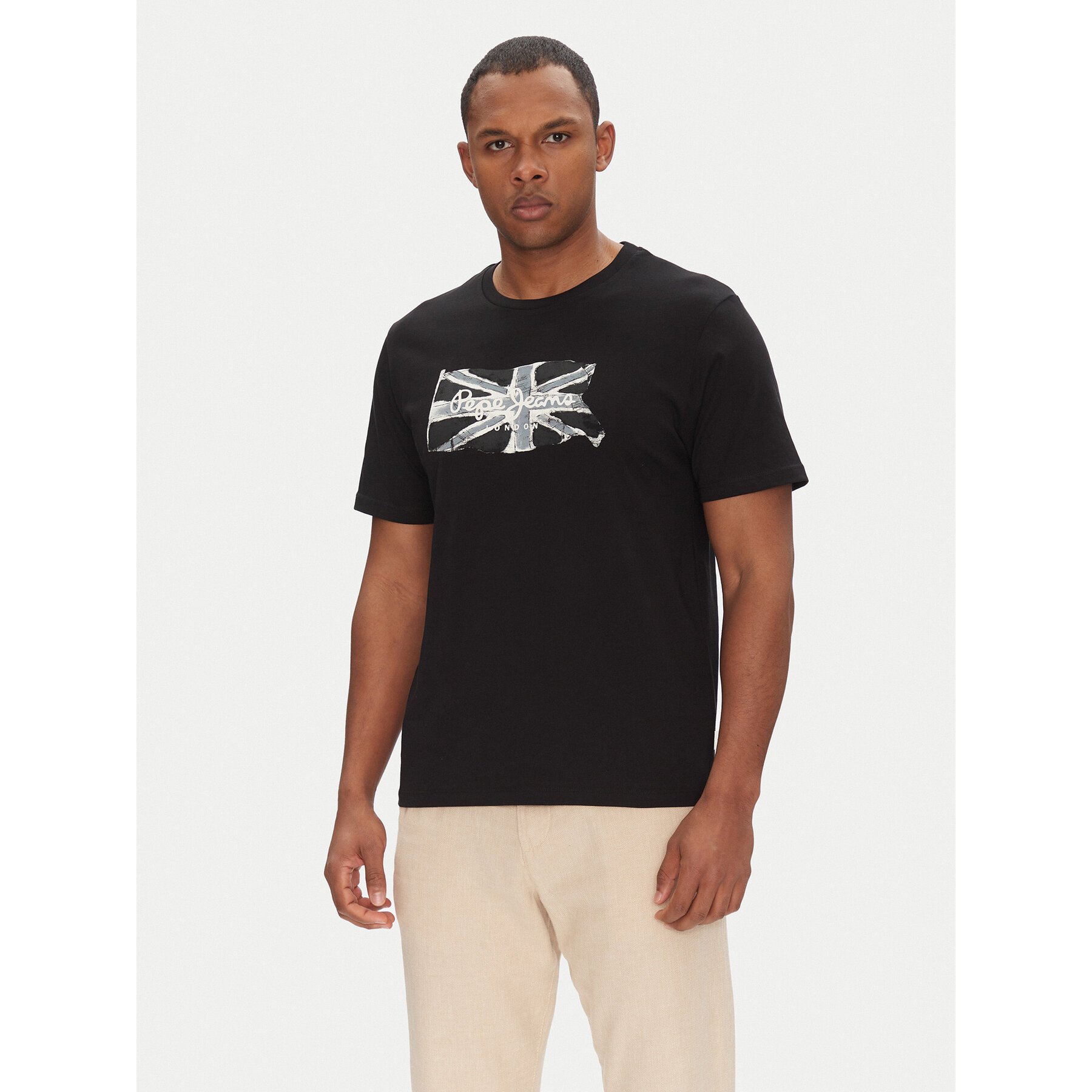 Pepe Jeans Póló Flag PM509720 Fekete Regular Fit