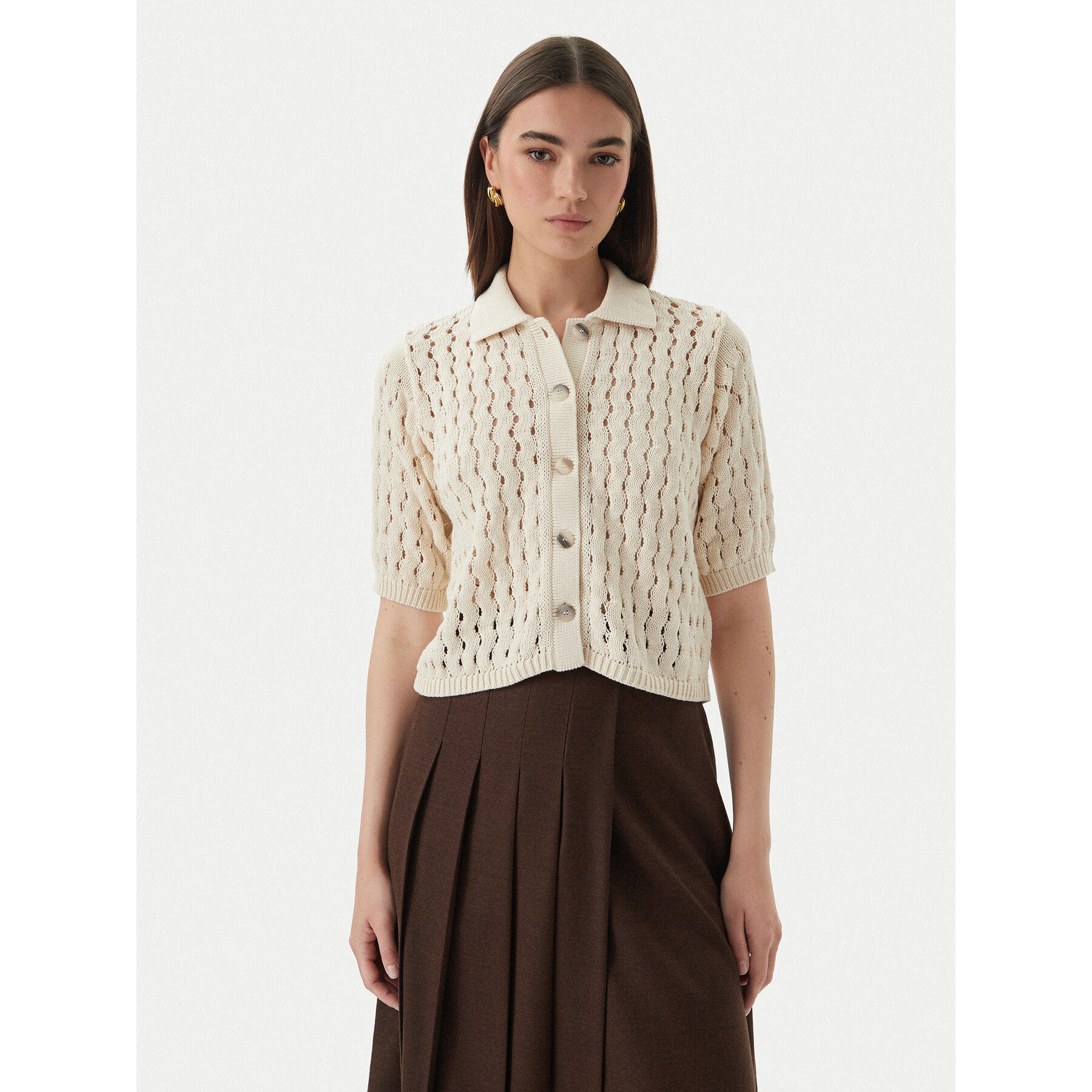 Marella Strickjacke Voto 2613341055 Écru Regular Fit