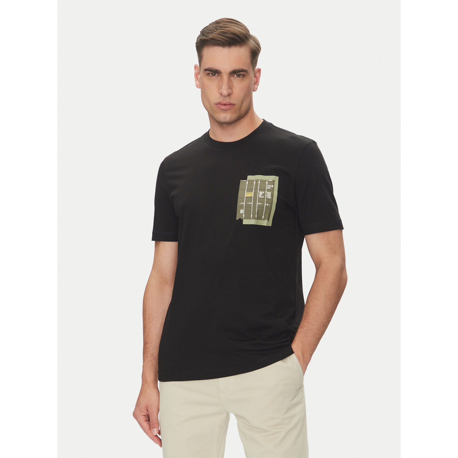 BOSS Marškinėliai Te_Container 50546920 Juoda Regular Fit