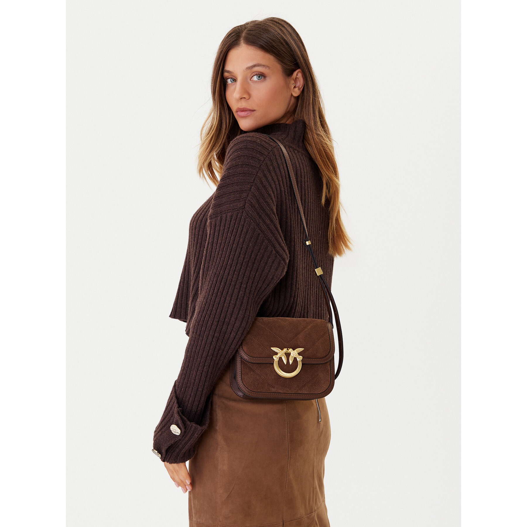 Дамска чанта PINKO Love Box Bag Fl Mini AI 25-26 PLTT 104297 A2JH Кафяв