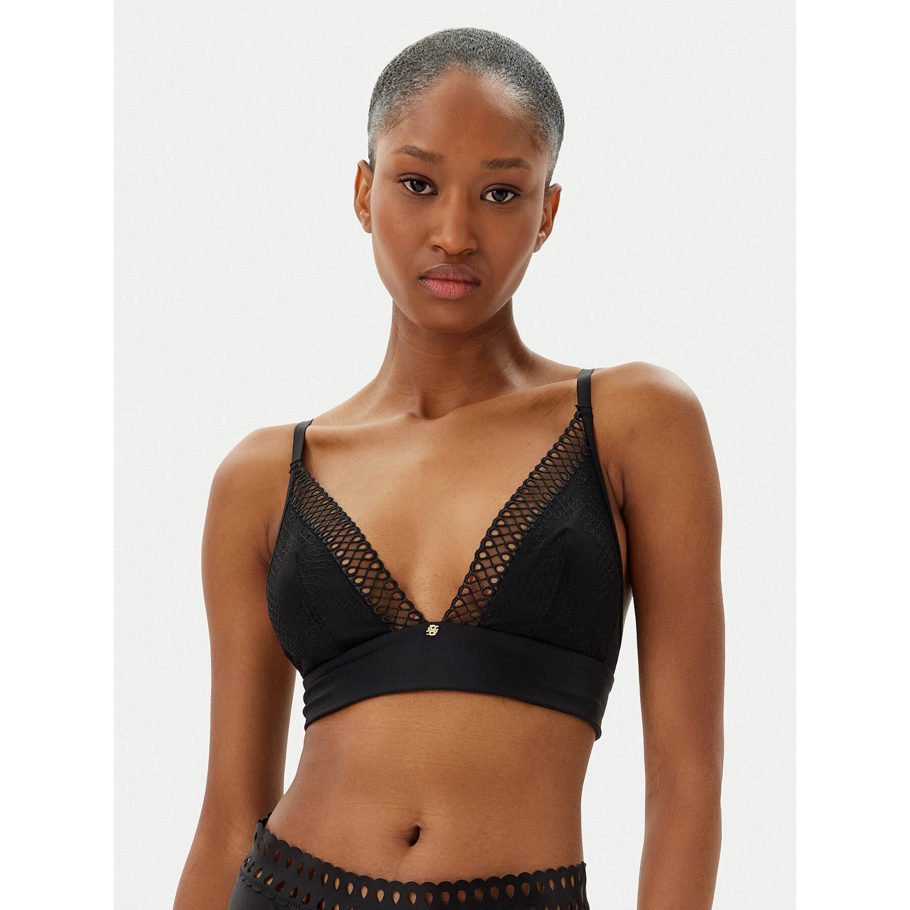 BOSS Bralette melltartó Eyelet 50540428 Fekete