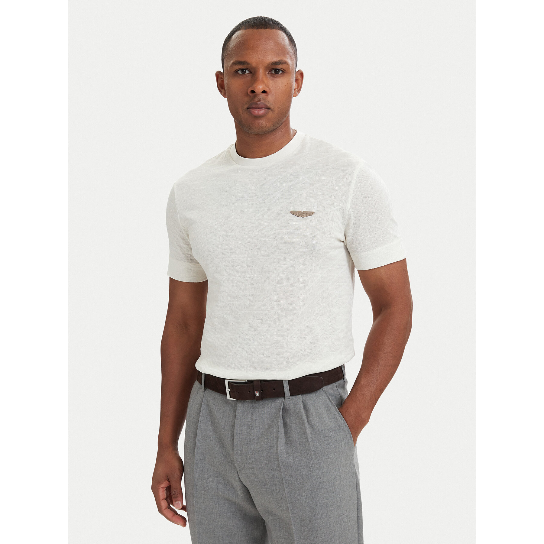 BOSS T-shirt C-Thompson 180_AM 50565175 Krem Regular Fit