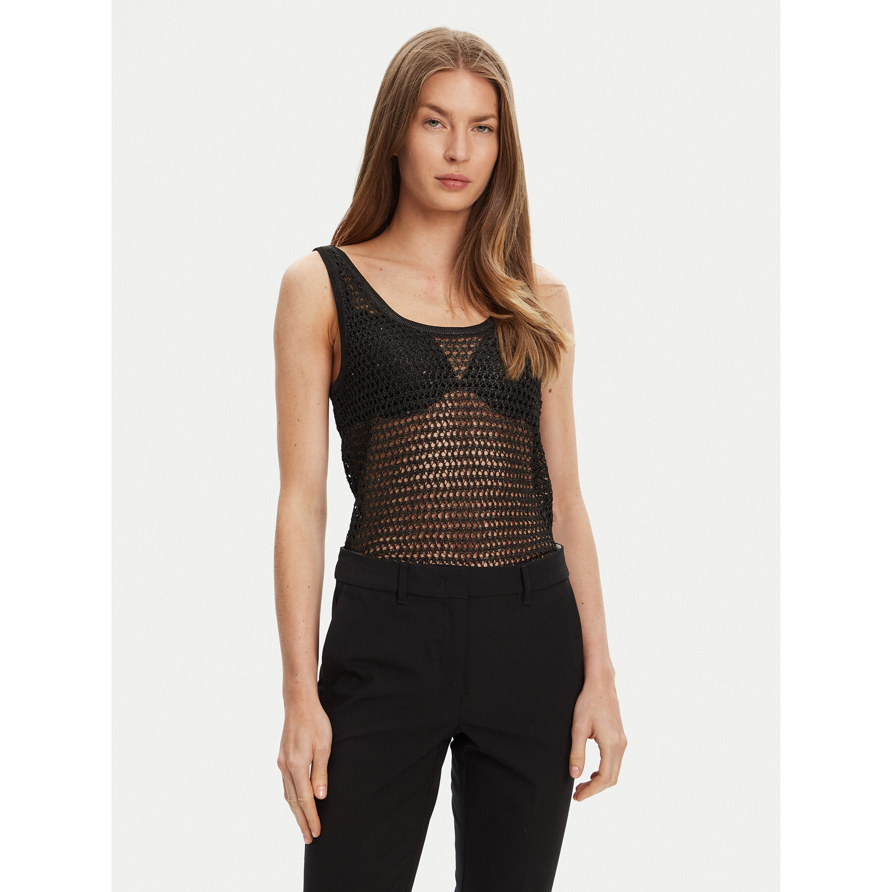 Guess Τοπ W5YR29 Z37G0 Μαύρο Regular Fit