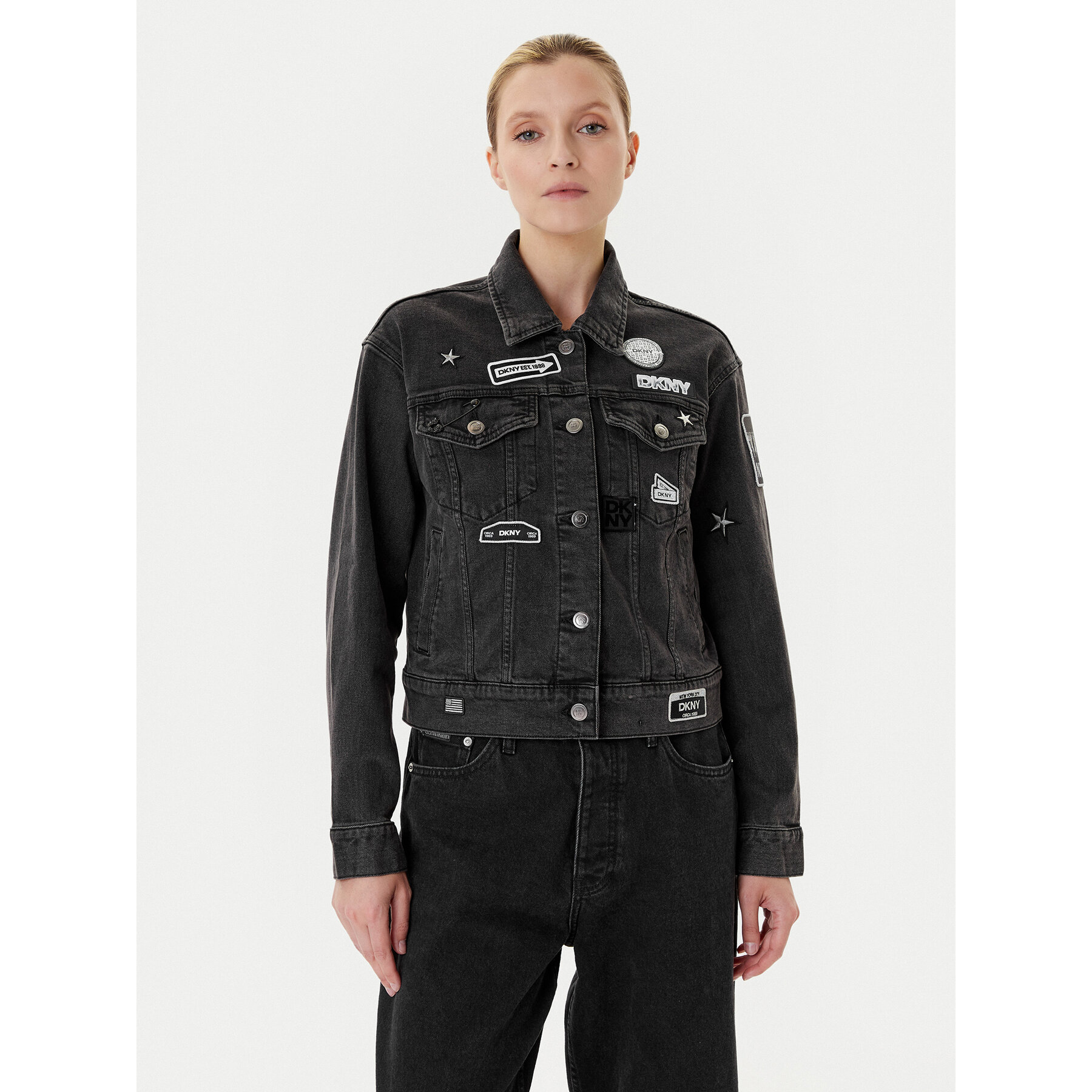 DKNY Jeansjacke P5GCYC72 Grau Regular Fit
