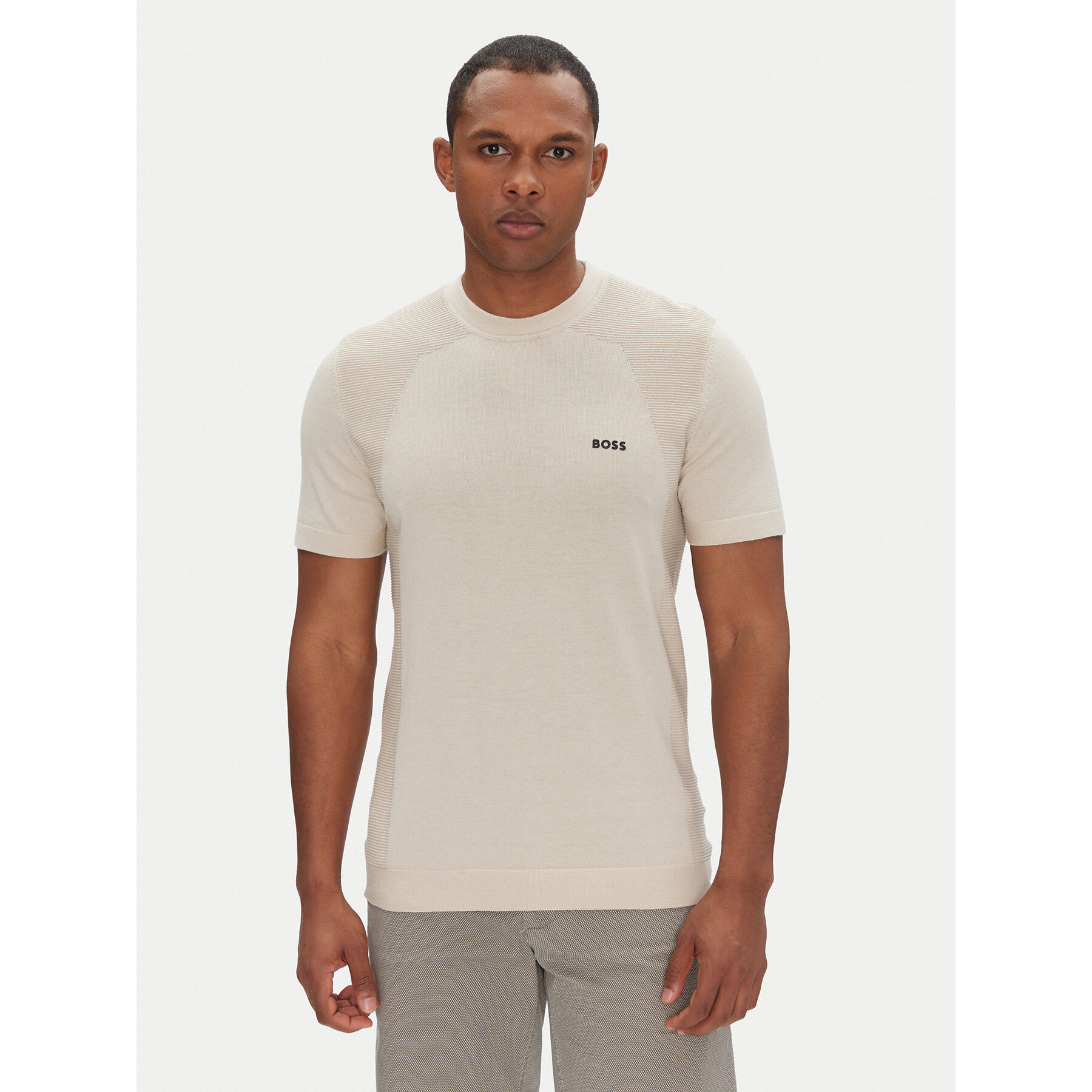 BOSS T-shirt Momentum 50520683 Beige Regular Fit