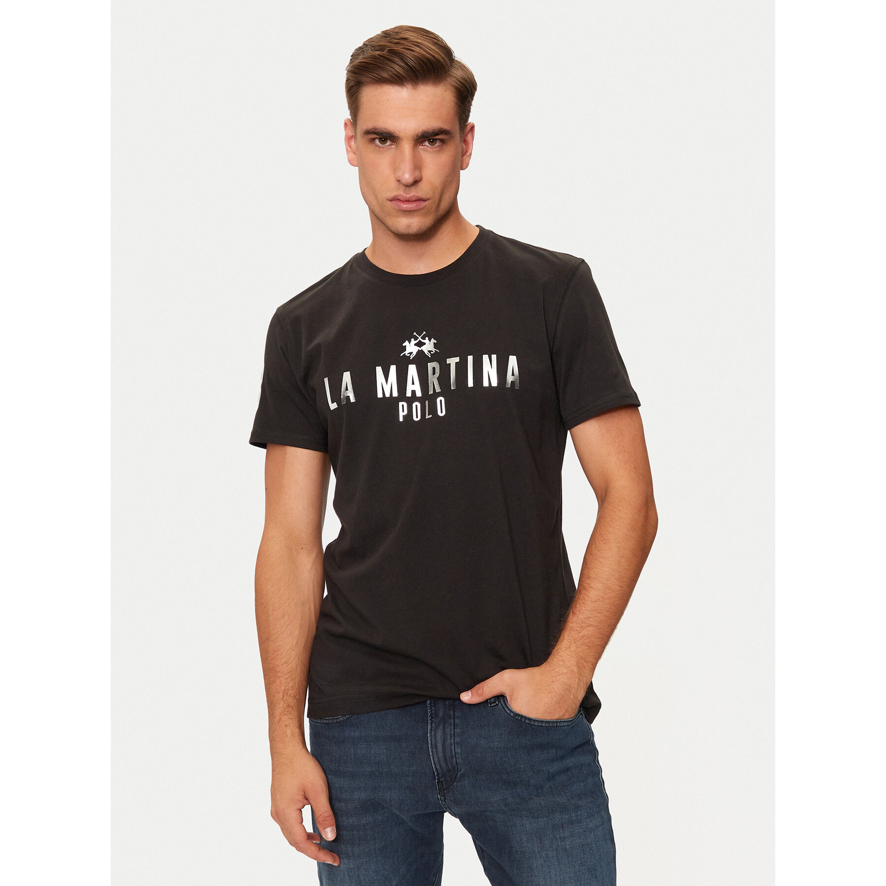 La Martina T-Shirt ZMR322 JS206 Μαύρο Regular Fit