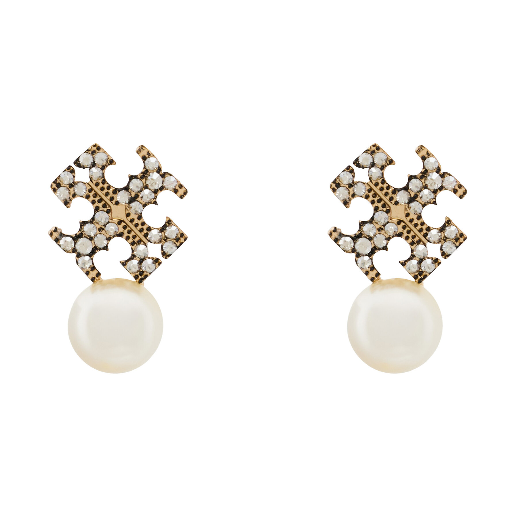 Cercei Tory Burch LOGO AND PEARL STUD EARRINGS 184422 Auriu