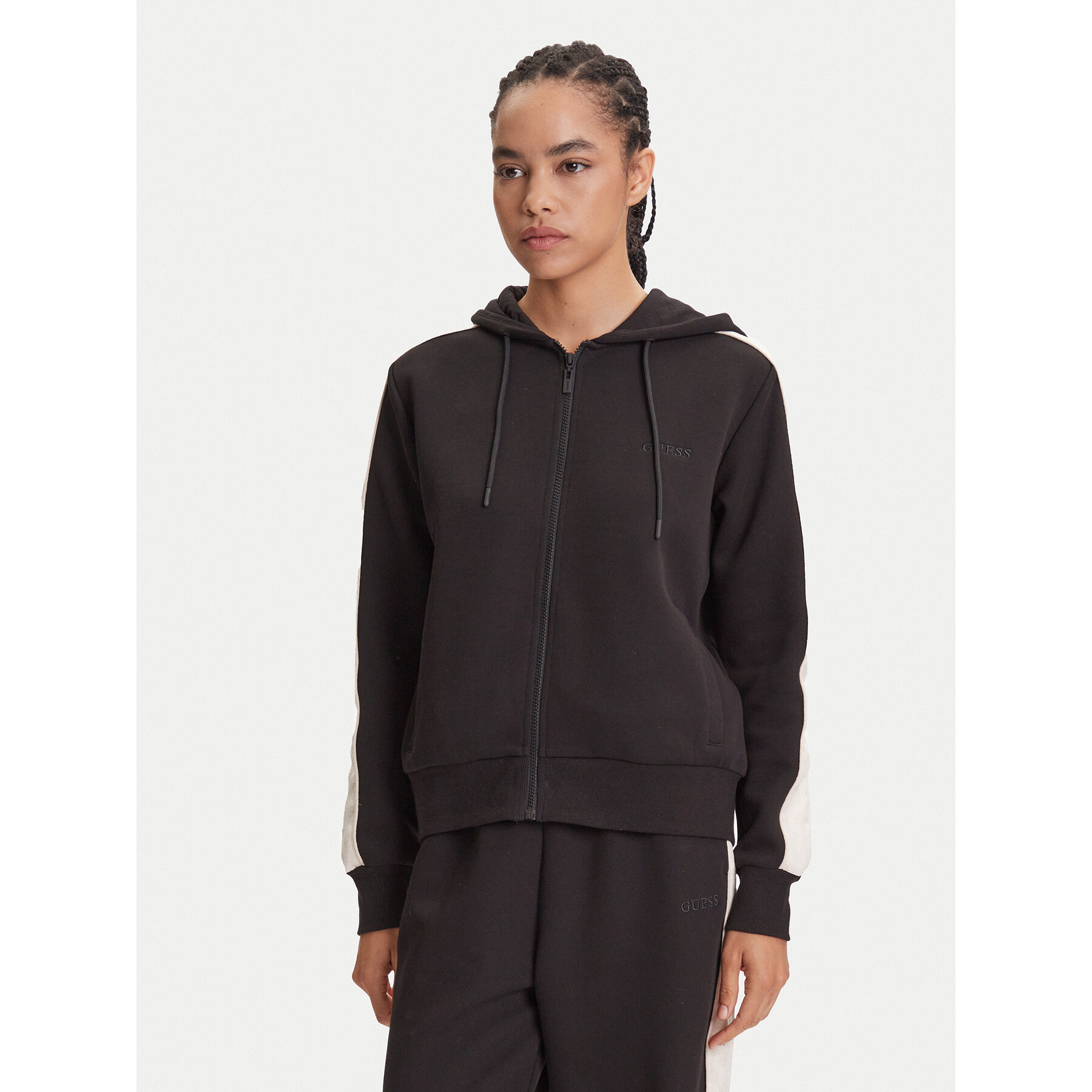 Guess Sweatshirt V5YQ00 KB3P2 Schwarz Regular Fit