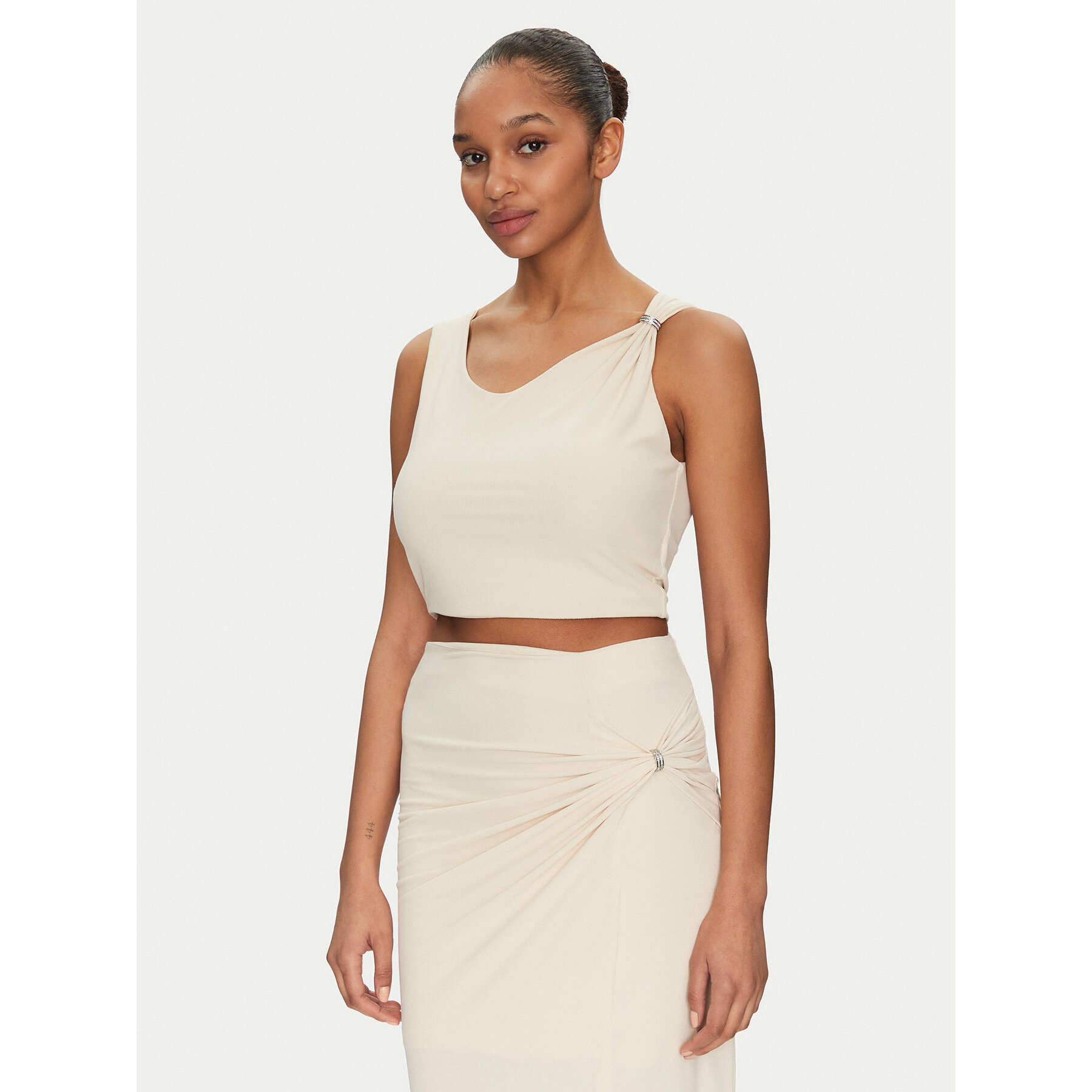 Guess Τοπ W5GP22 KAQL2 Μπεζ Regular Fit