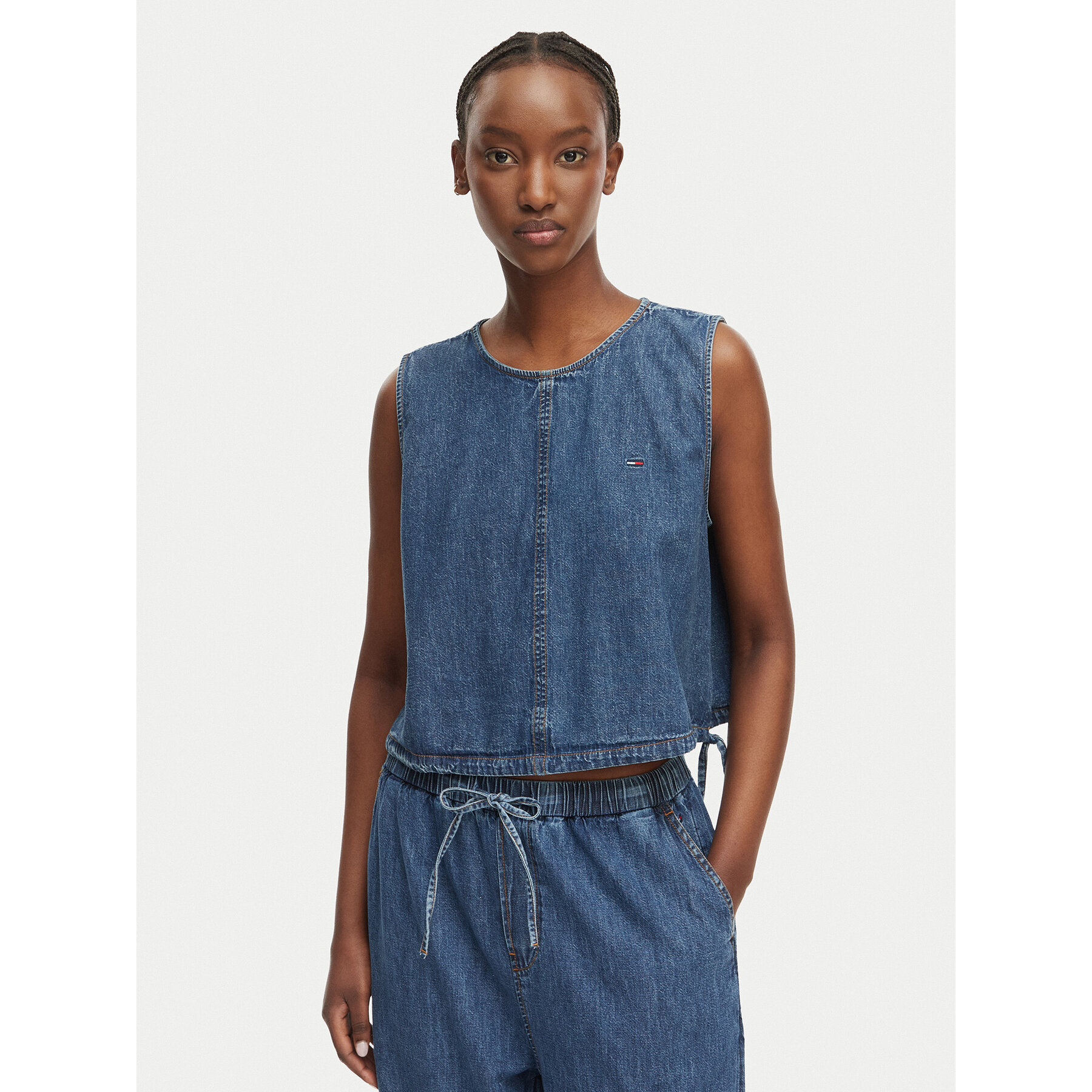 Tommy Jeans Top DW0DW22609 Modra Regular Fit