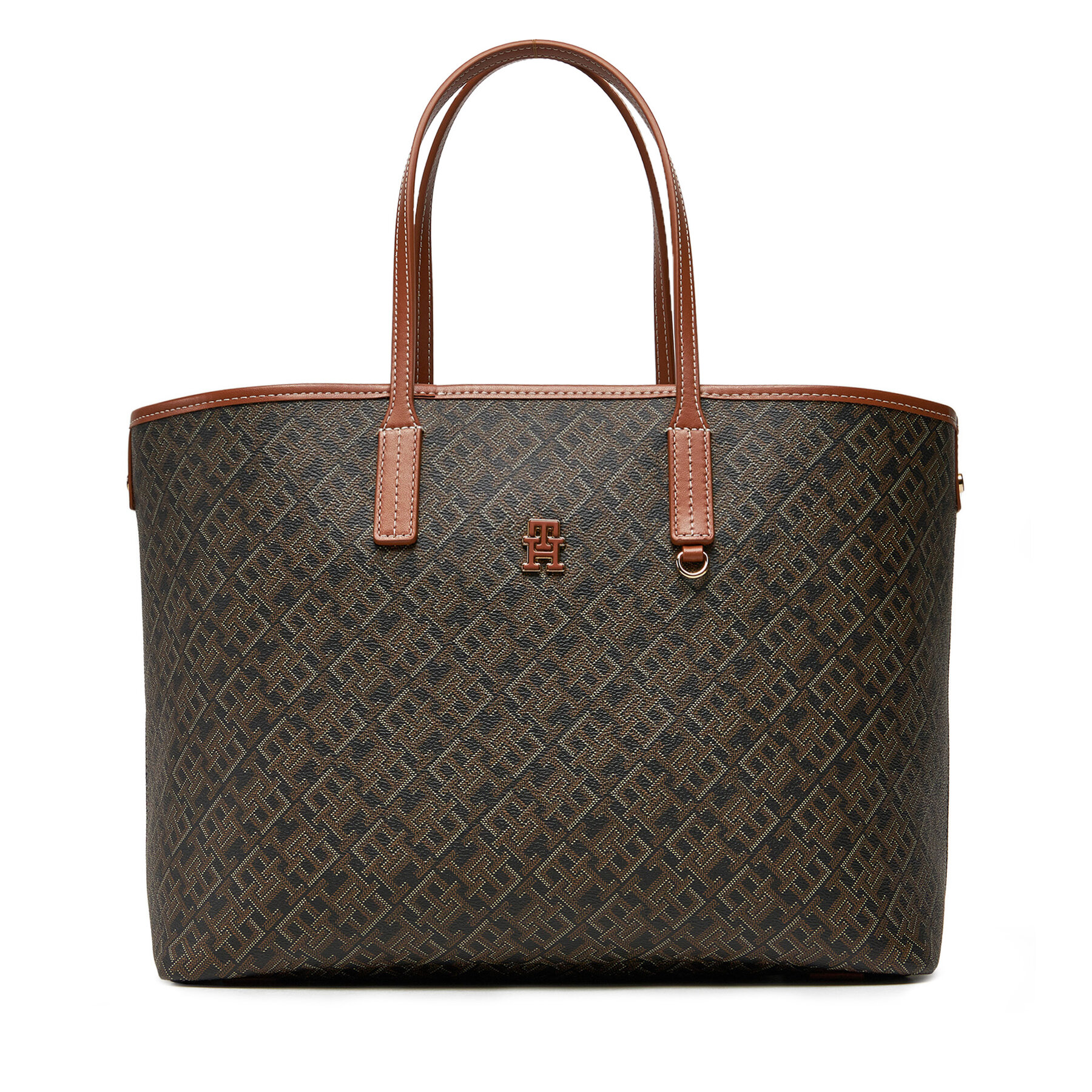 Τσάντα Tommy Hilfiger Th Monoplay Leather Tote AW0AW17416 Μαύρο