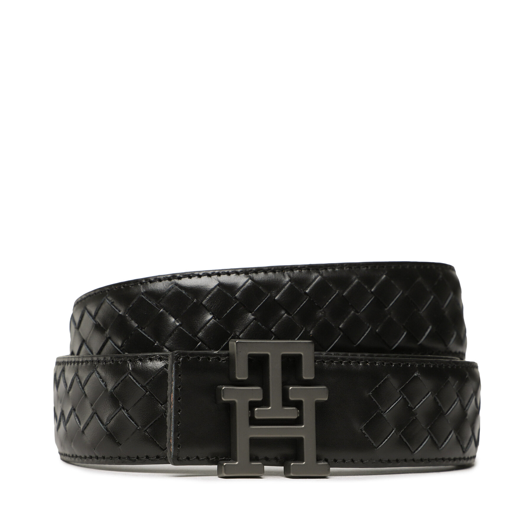 Cinturón para hombre Tommy Hilfiger Th Plaque Woven 3.5 Rev AM0AM10853 Negro