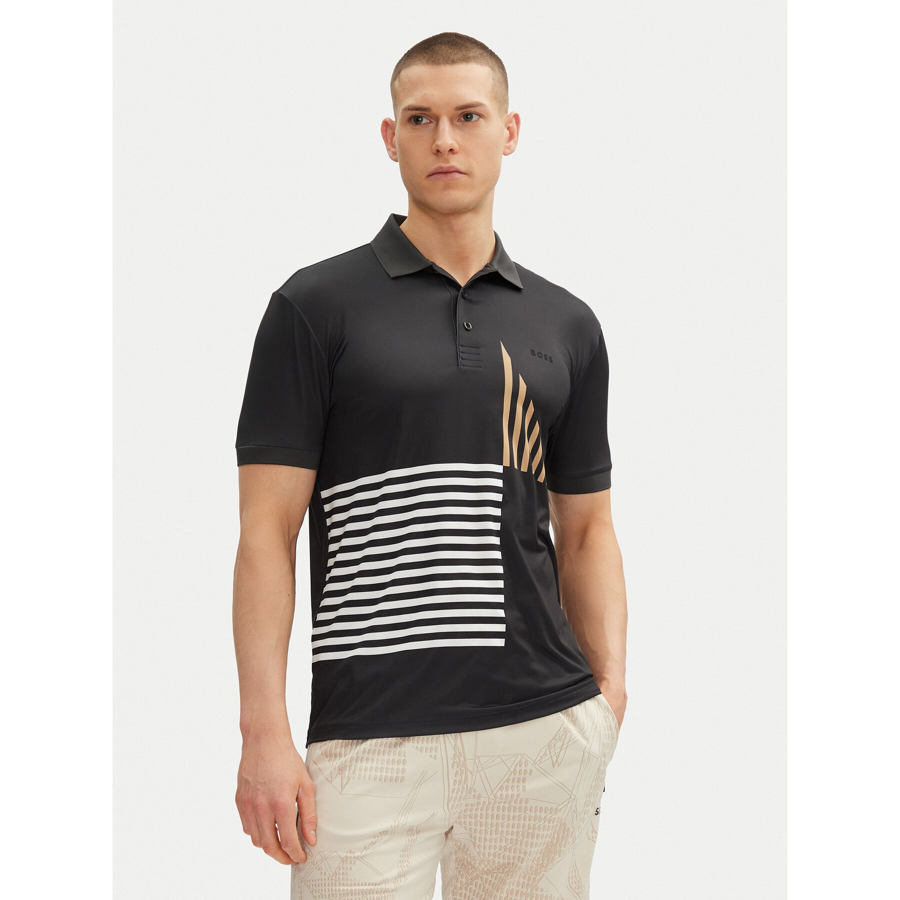 BOSS Polo Paddy Striped C1 50539506 Nero Regular Fit