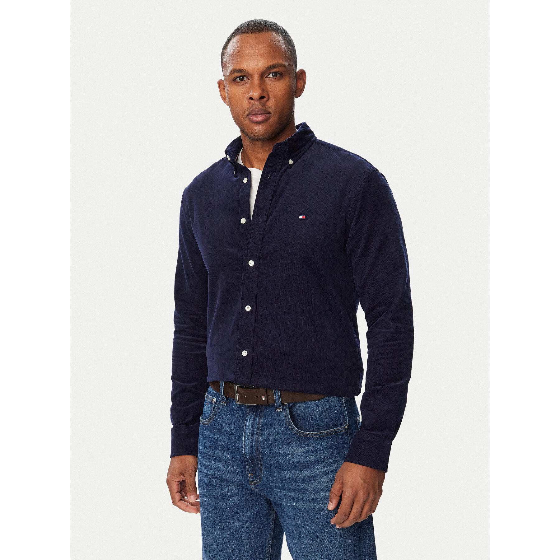 Tommy Hilfiger Hemd Solid MW0MW40486 Dunkelblau Regular Fit